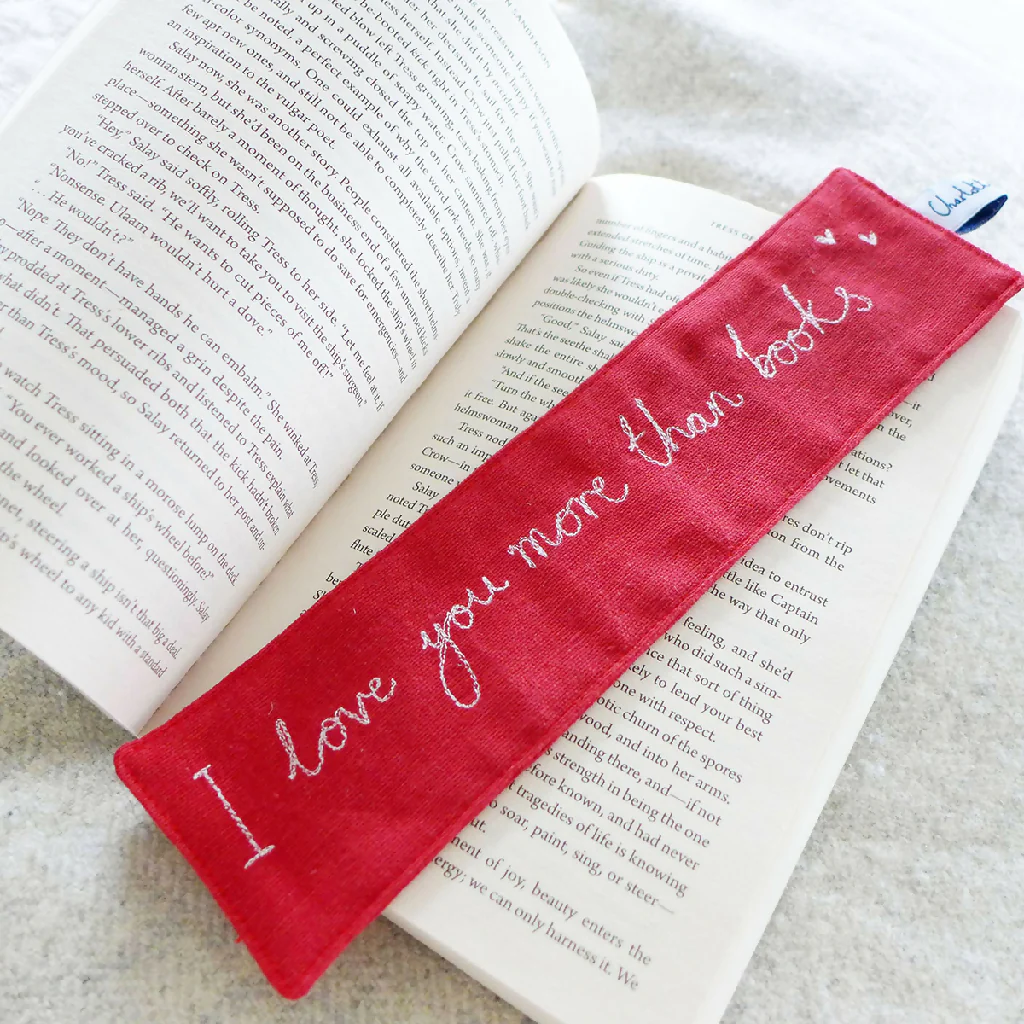 I Love You More Than Books Embroidered Bookmark