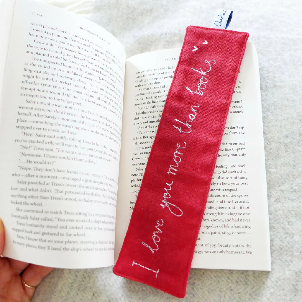 I Love You More Than Books Embroidered Bookmark - Image 3