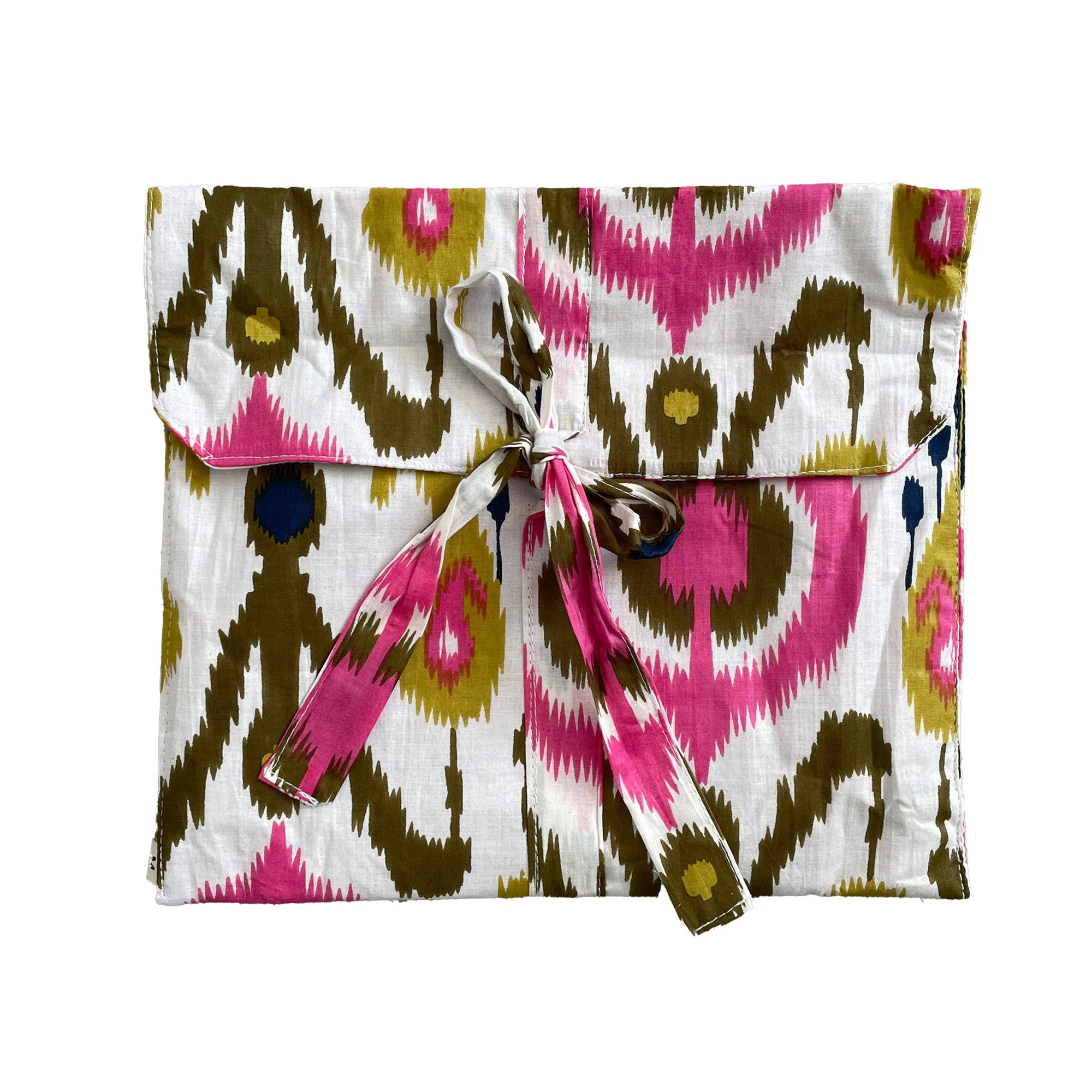 Ikat Print 100% Cotton Short Pyjama Set in White and Print - Image 10