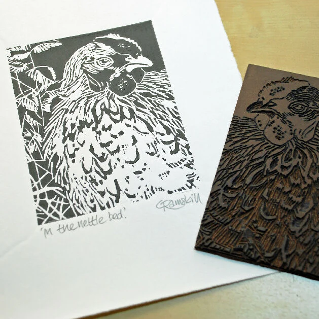 In the nettle bed - Open Ended Edition - Original Linocut Print - Image 3