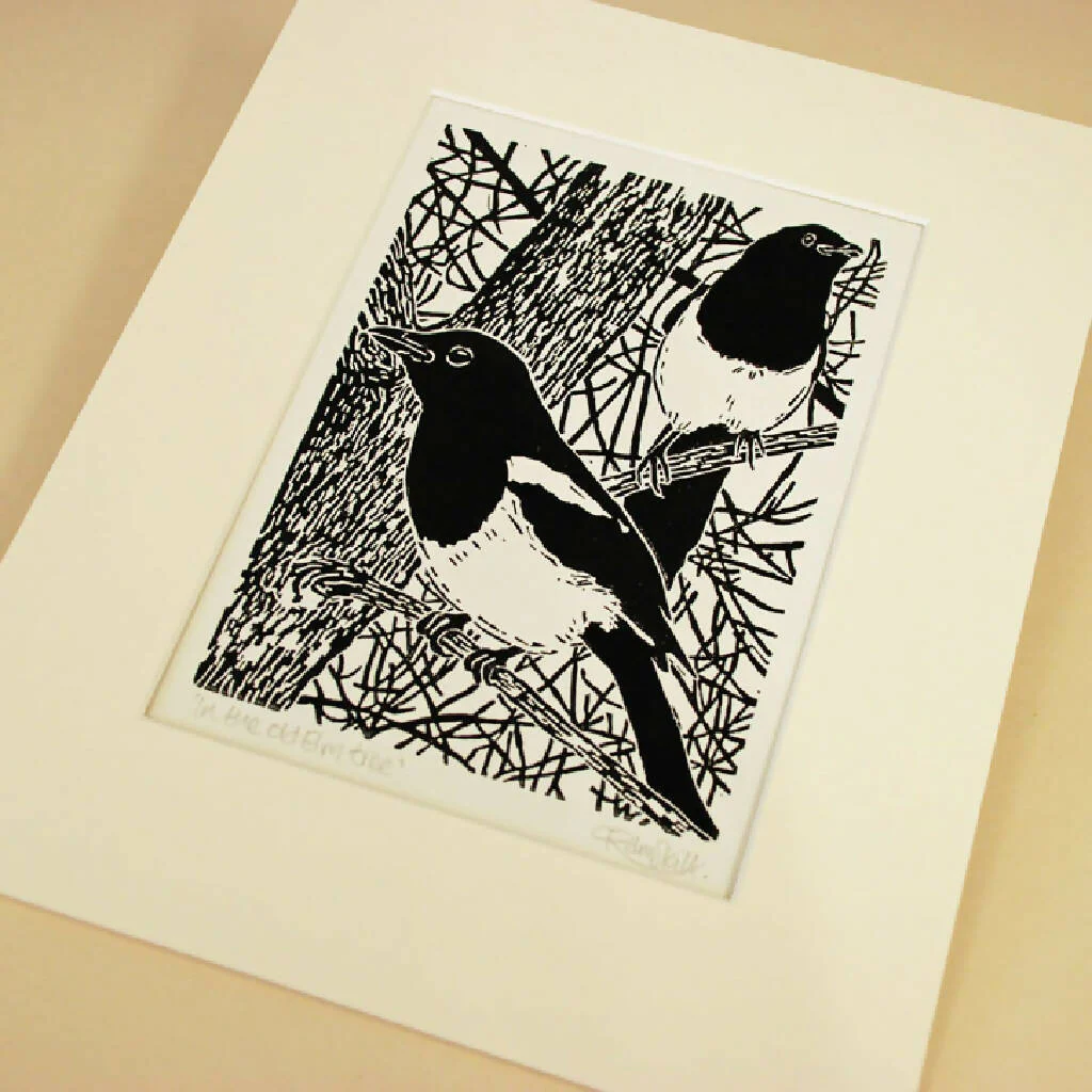 In the old Elm tree - Open Ended Edition - Original Linocut Print - Image 2