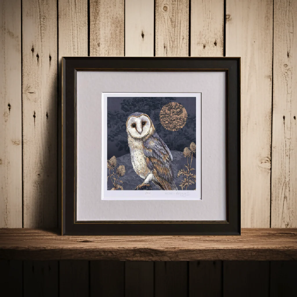 Inky Barn Owl Signed and Mounted Giclée Art Print - Image 4