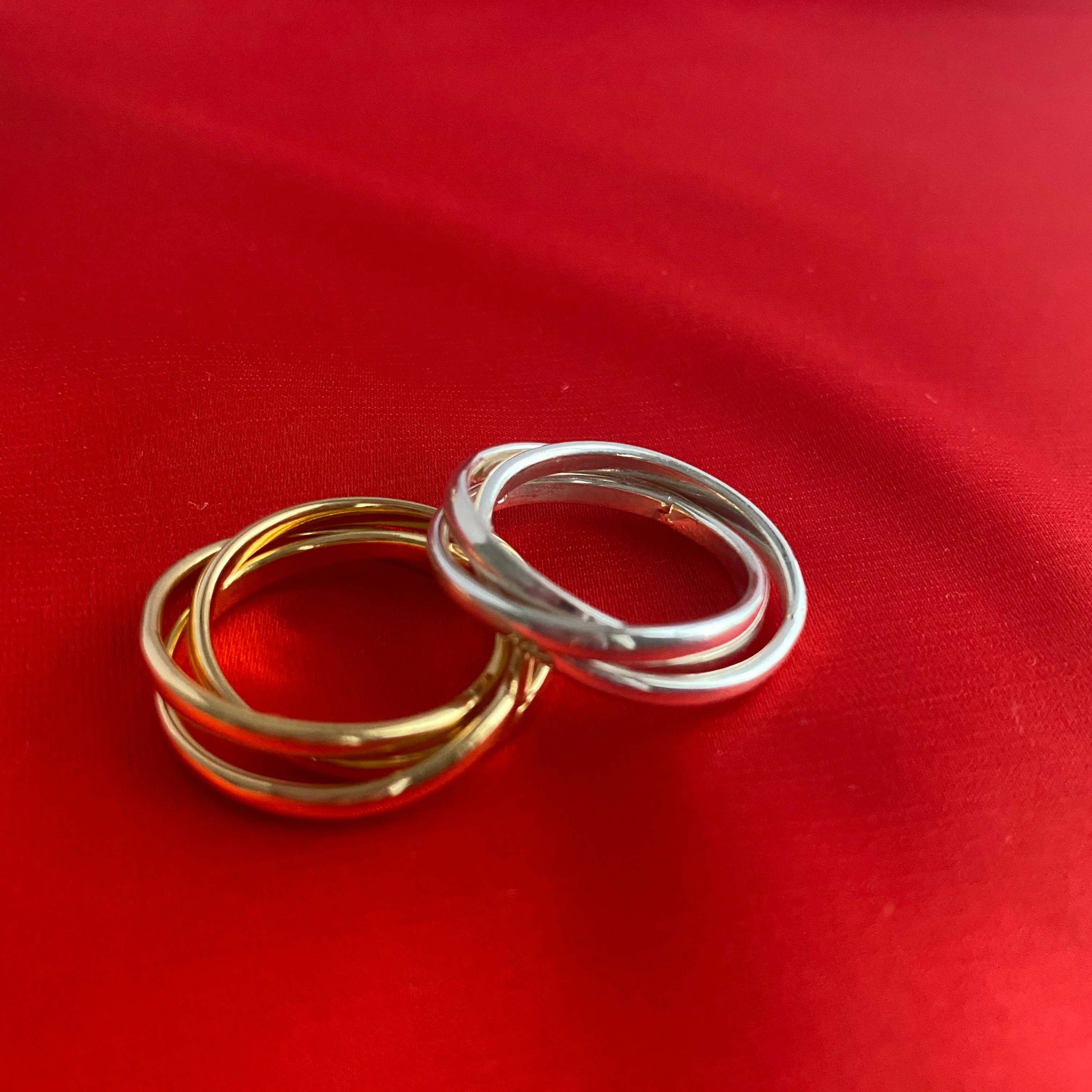 Intertwined Gold Plated Sterling Silver Ring - 3 Bands - Image 6