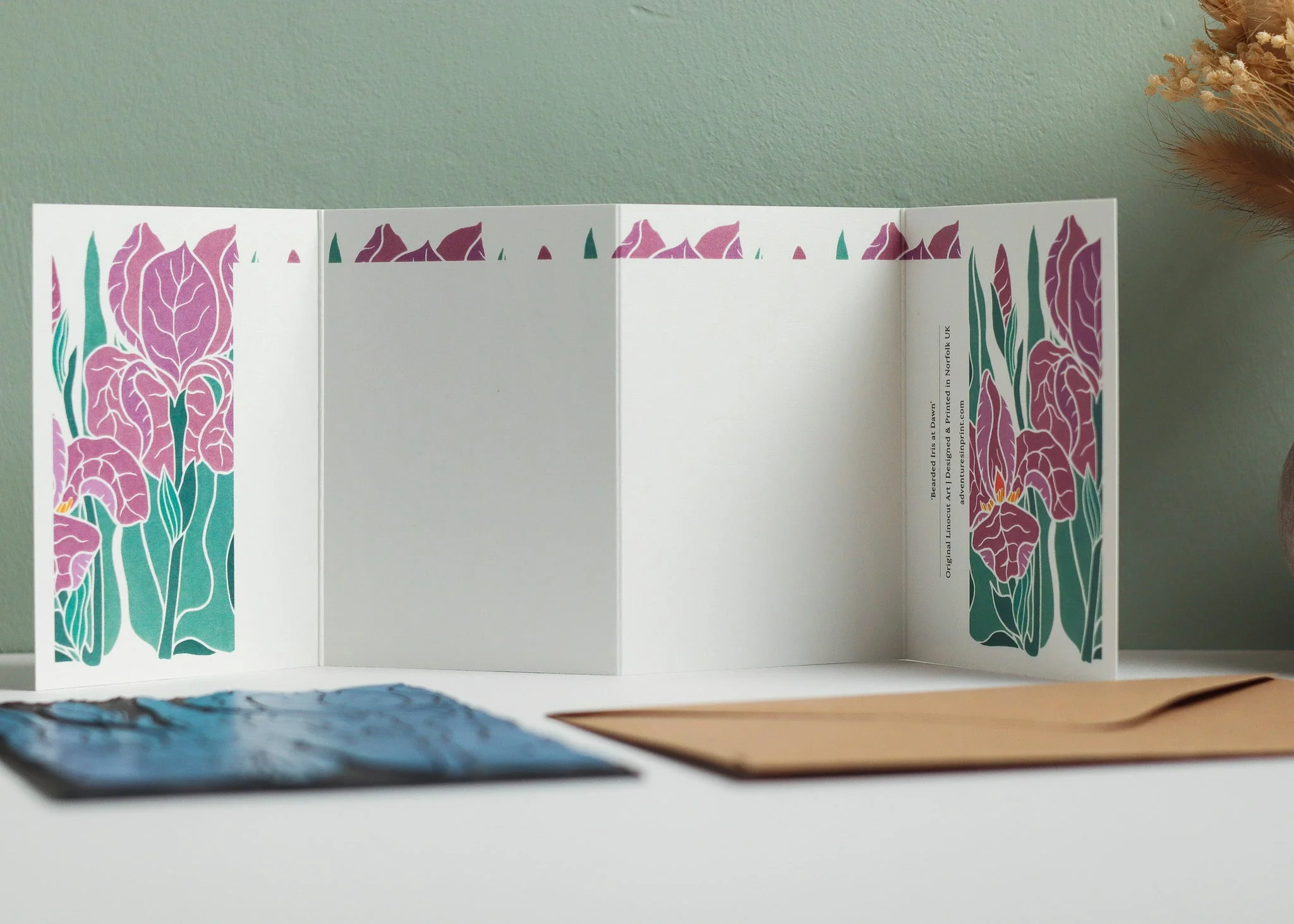 Iris at Dusk Garland Card | Single Card & Envelope - Image 2