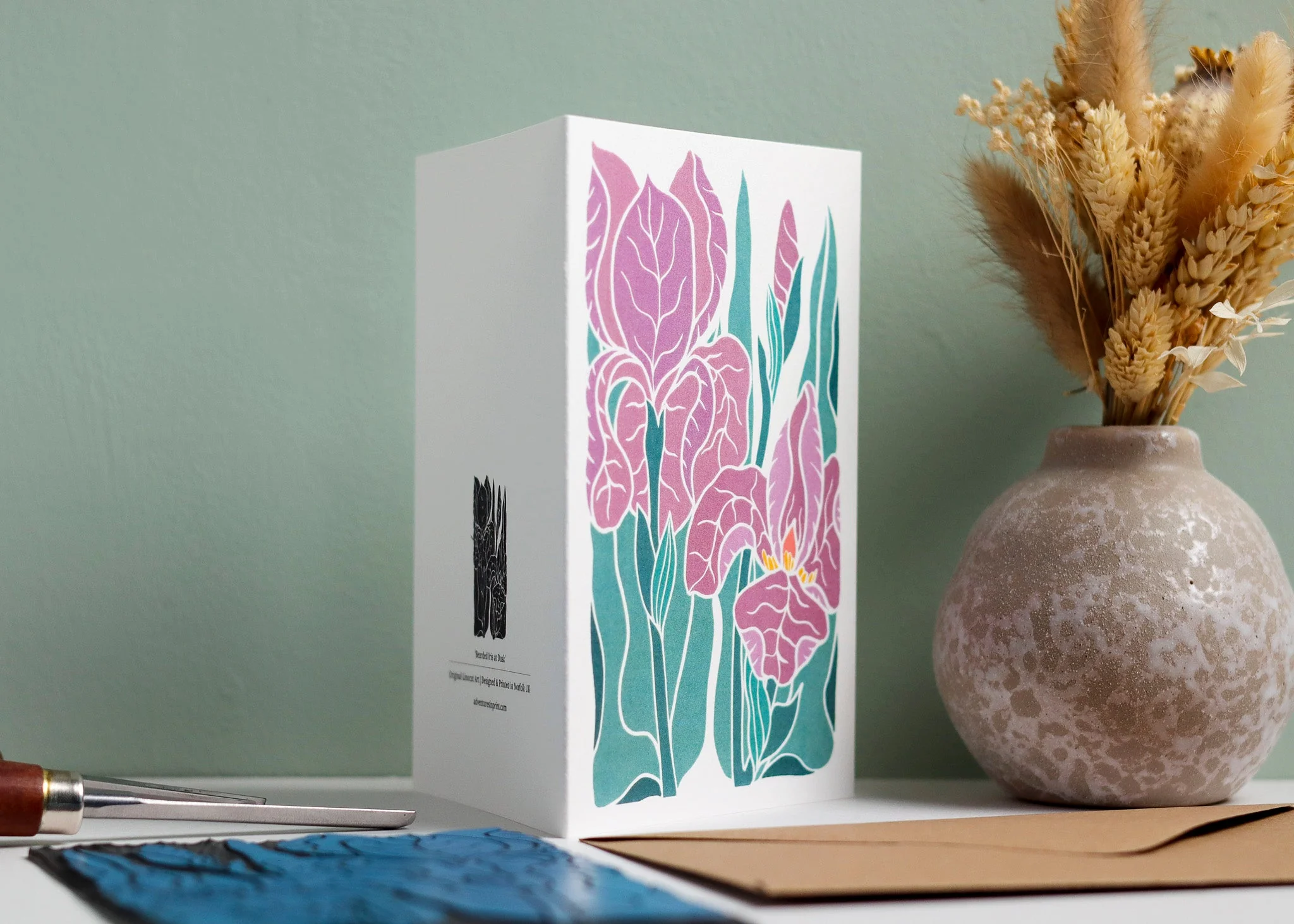 Iris at Dusk Luxury Cotton Card | Single Card & Envelope - Image 3