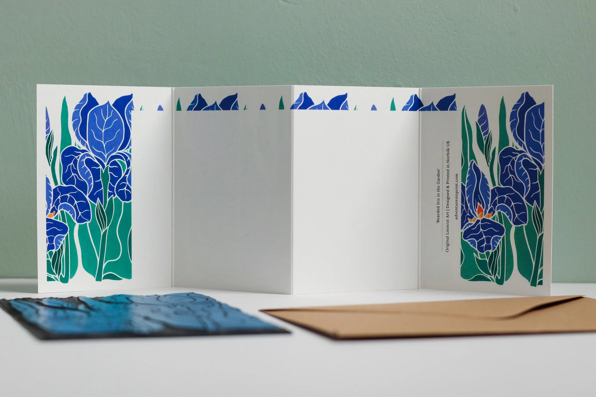 Iris in the Garden Garland Card | Single Card & Envelope - Image 2