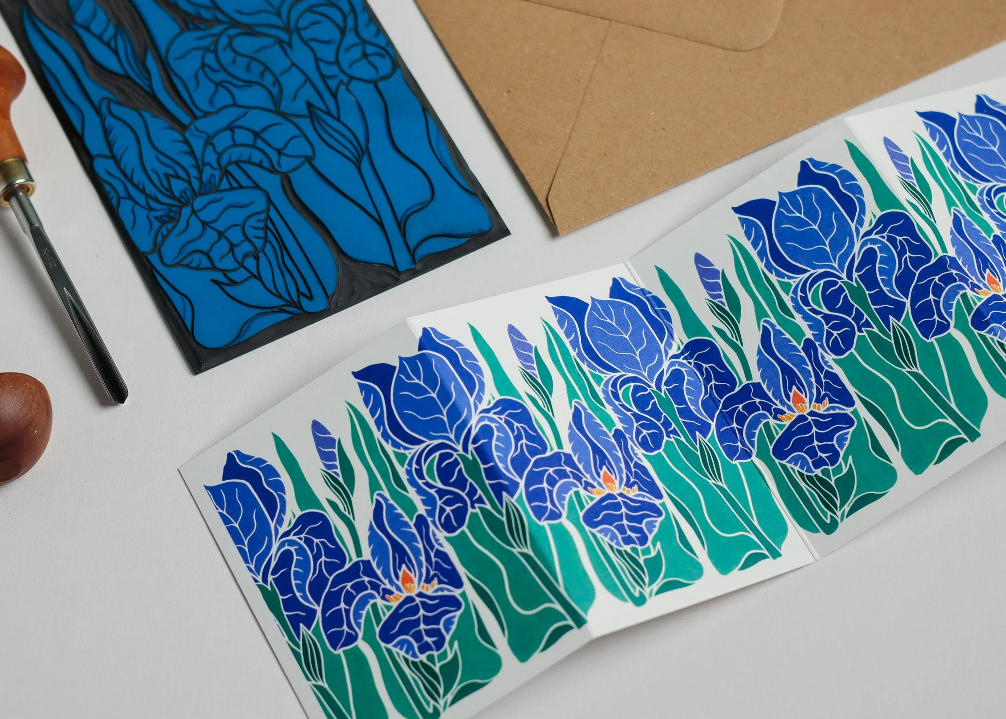 Iris in the Garden Garland Card | Single Card & Envelope - Image 3