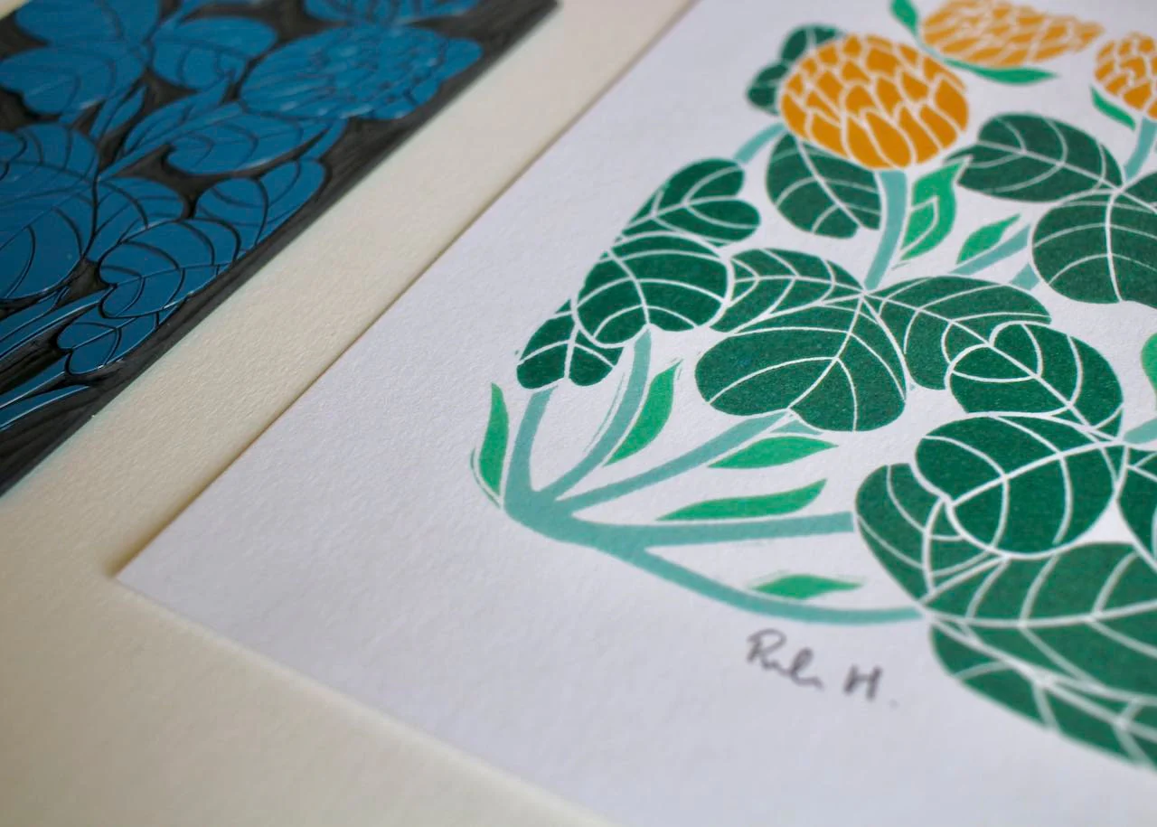 Irish Shamrock Clover Linocut Art Print / Irelands National Flower | A5 or A4 Wall Art on Cotton Paper - Image 4