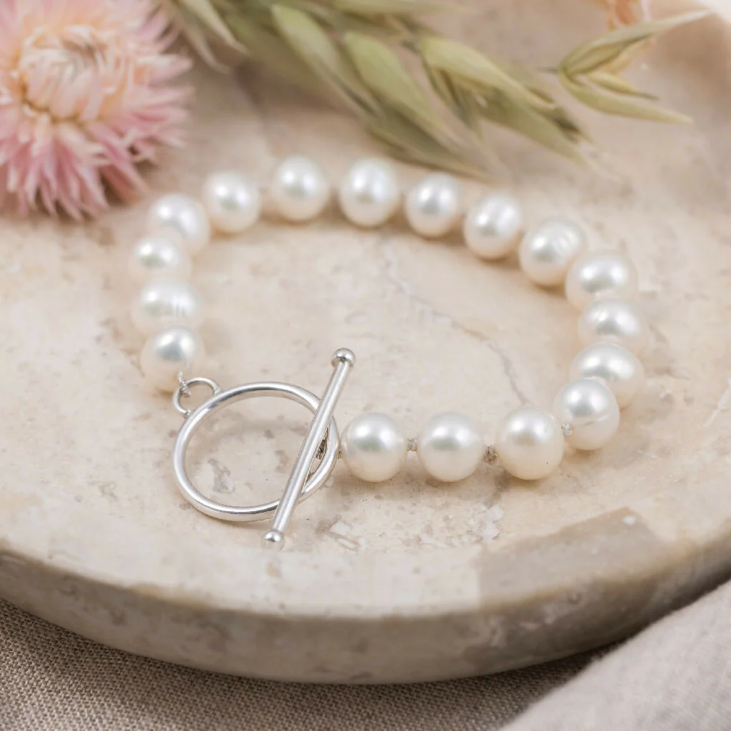 Ivory Pearl & Silver Toggle Bracelet