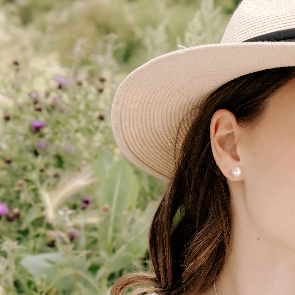 Ivory Pearl Stud Earrings - Image 2