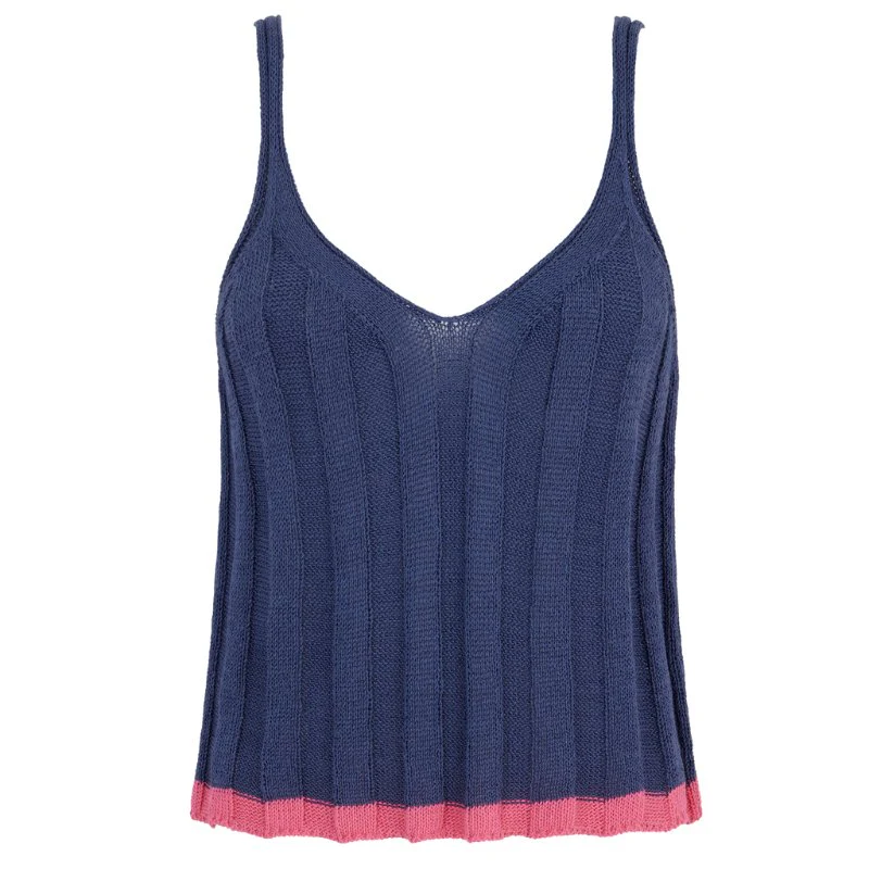 Jodie Ribbed Knitted Cami Vest - Denim - Image 2