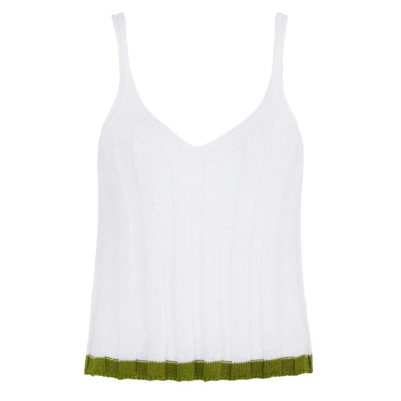 Jodie Ribbed Knitted Cami Vest - White - Image 2