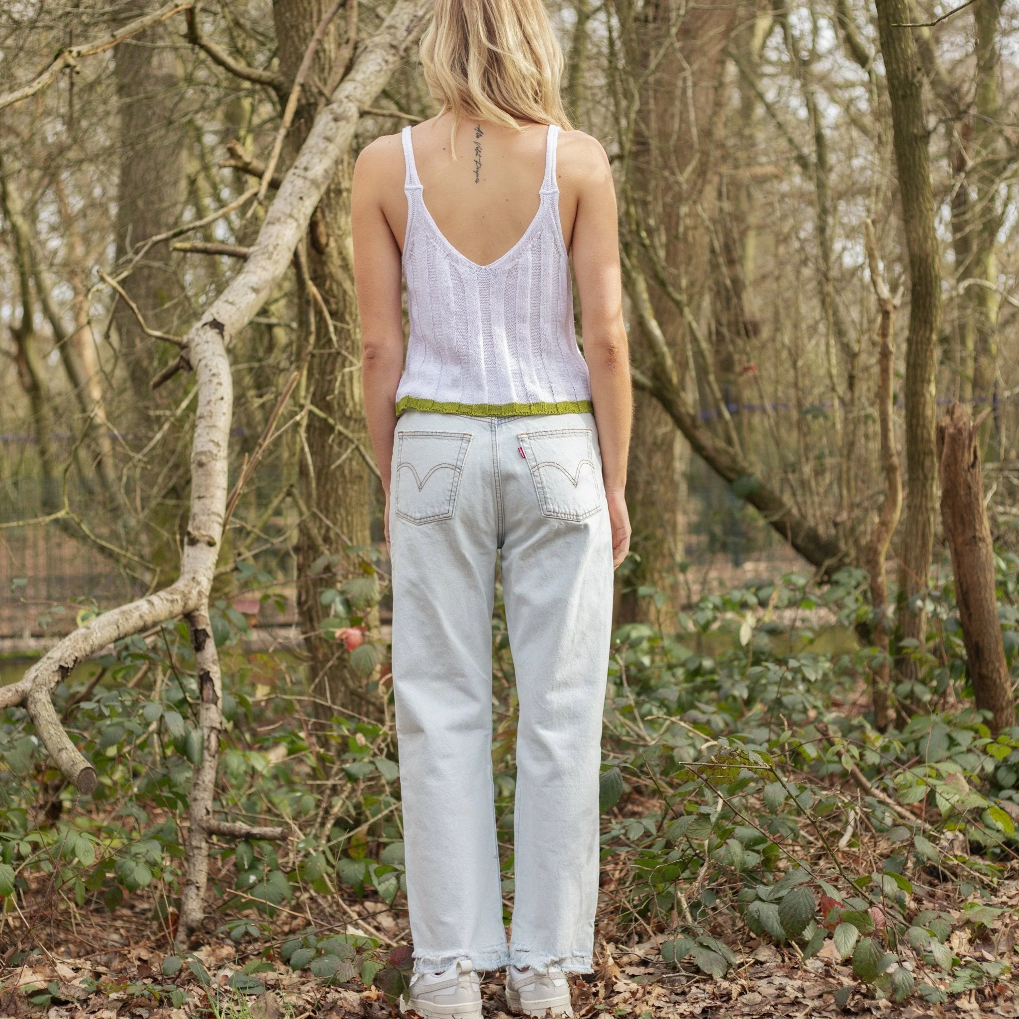 Jodie Ribbed Knitted Cami Vest - White - Image 4