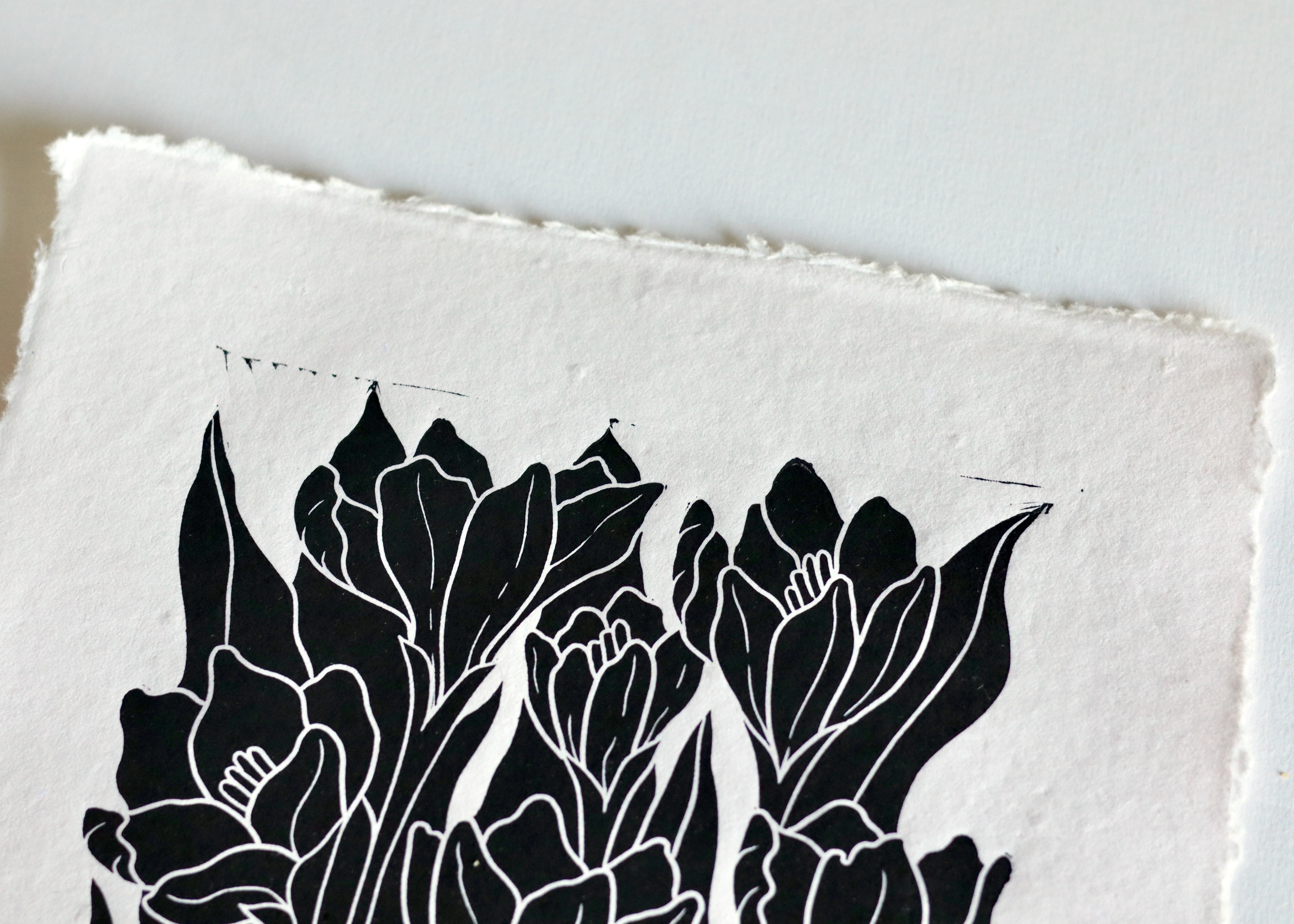 Joy Bloom Crocus Flowers Linocut | Hand printed on A4 Cotton Rag Paper - Image 3