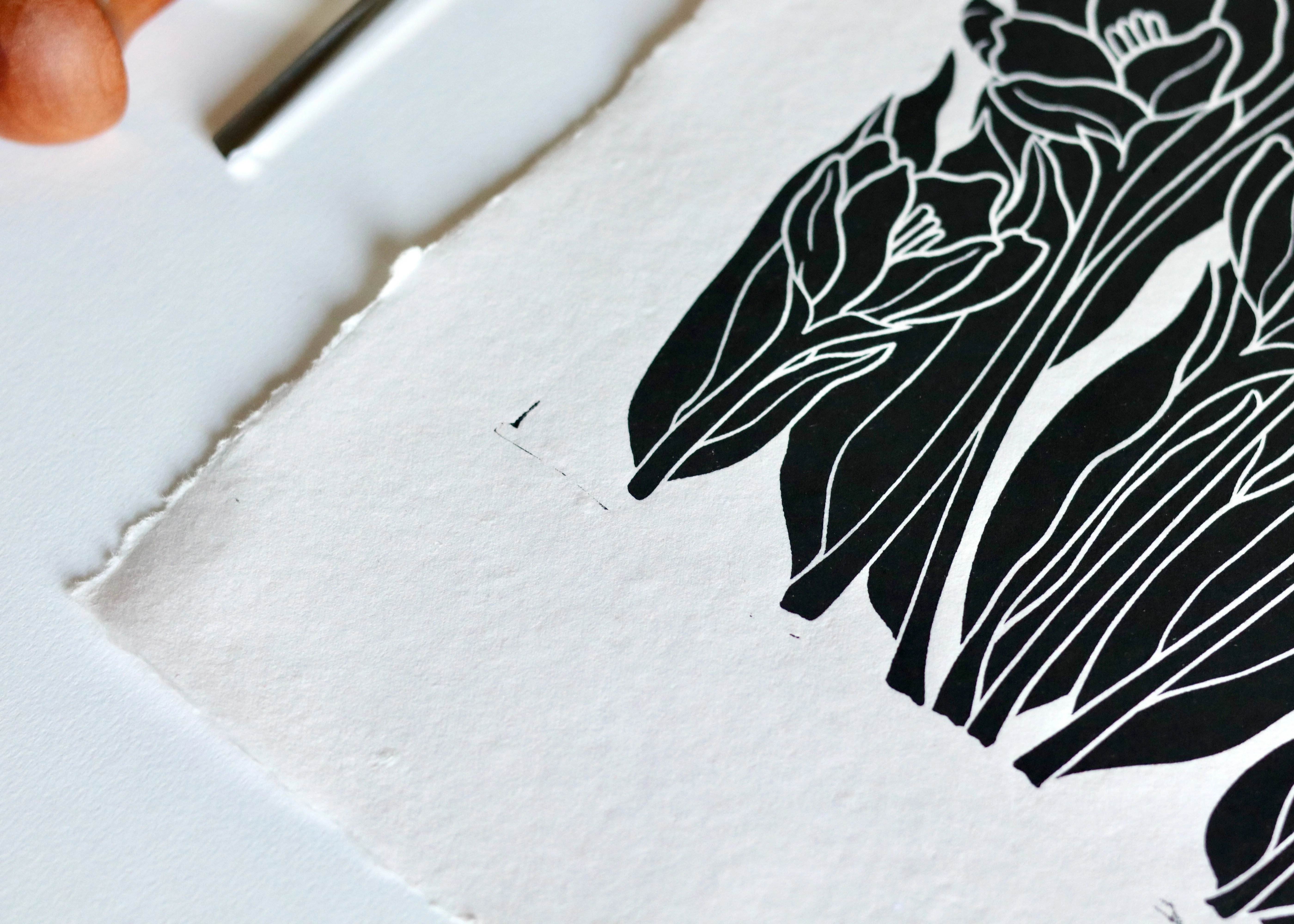 Joy Bloom Crocus Flowers Linocut | Hand printed on A4 Cotton Rag Paper - Image 4