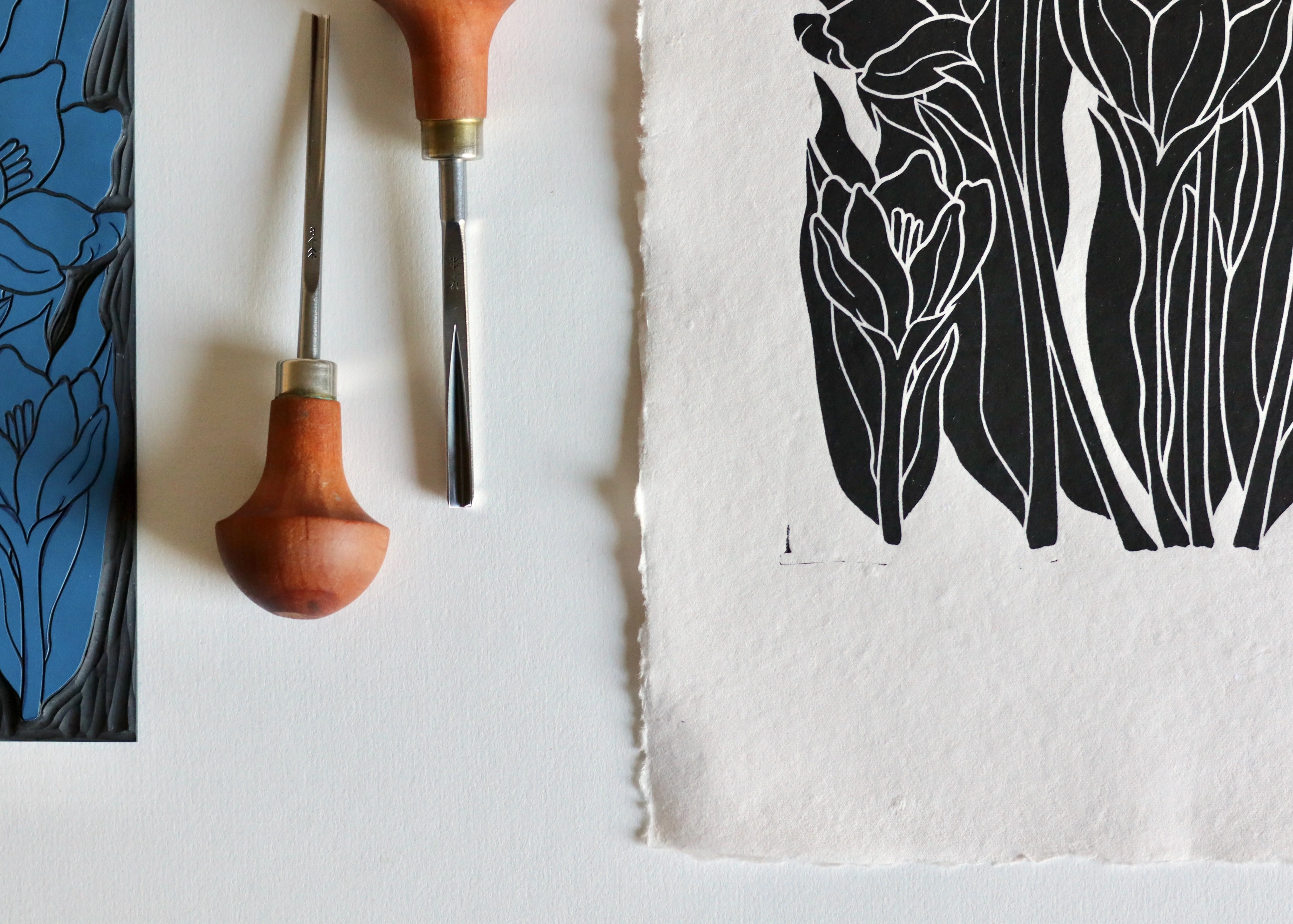 Joy Bloom Crocus Flowers Linocut | Hand printed on A4 Cotton Rag Paper - Image 5