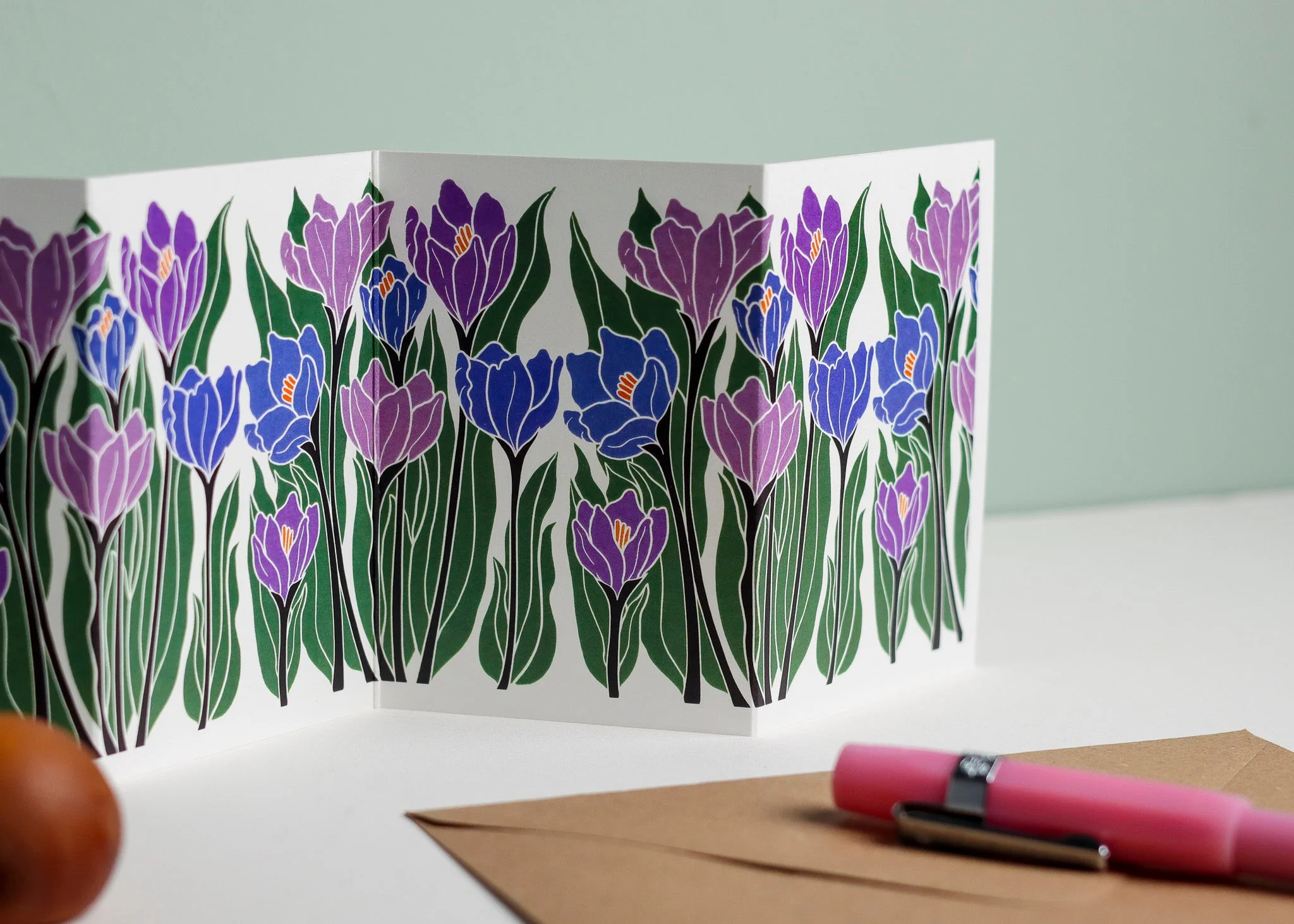 Joy Bloom Crocus Garland Card | Single Card & Envelope