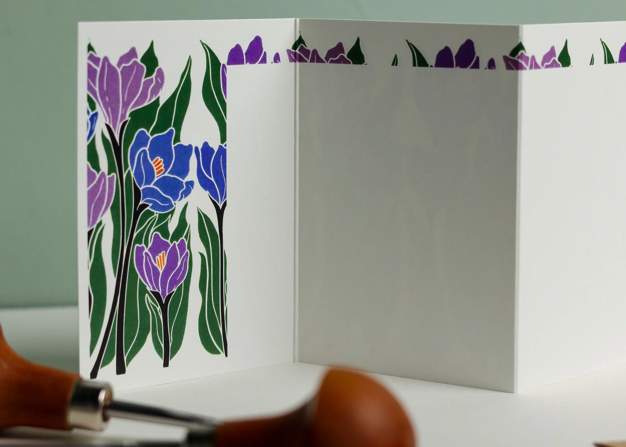 Joy Bloom Crocus Garland Card | Single Card & Envelope - Image 6