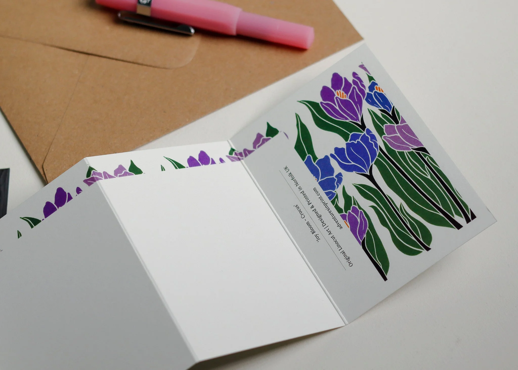 Joy Bloom Crocus Garland Card | Single Card & Envelope - Image 9