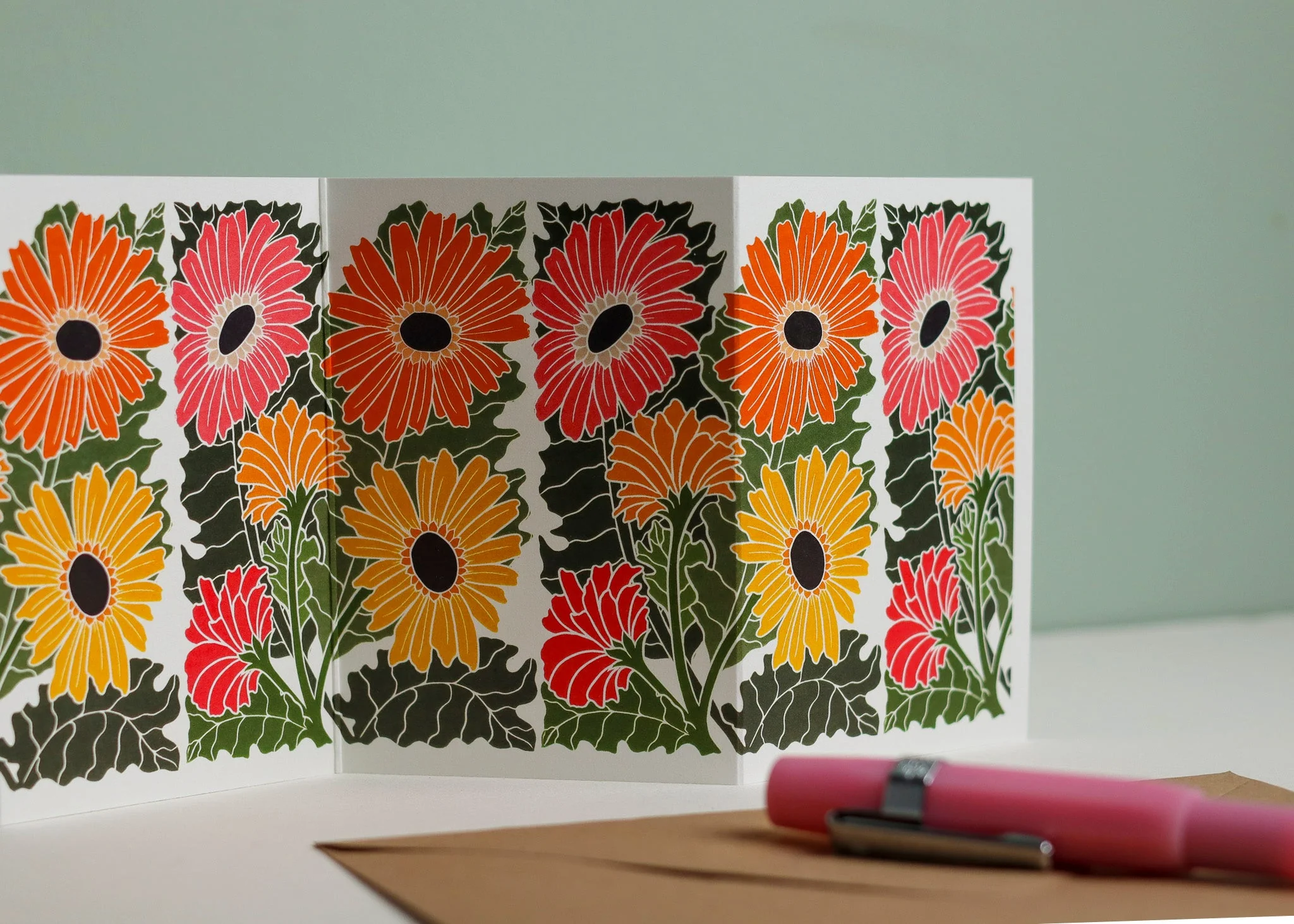 Joy Bloom Gerbera Daisy Garland Card | Single Card & Envelope - Image 4