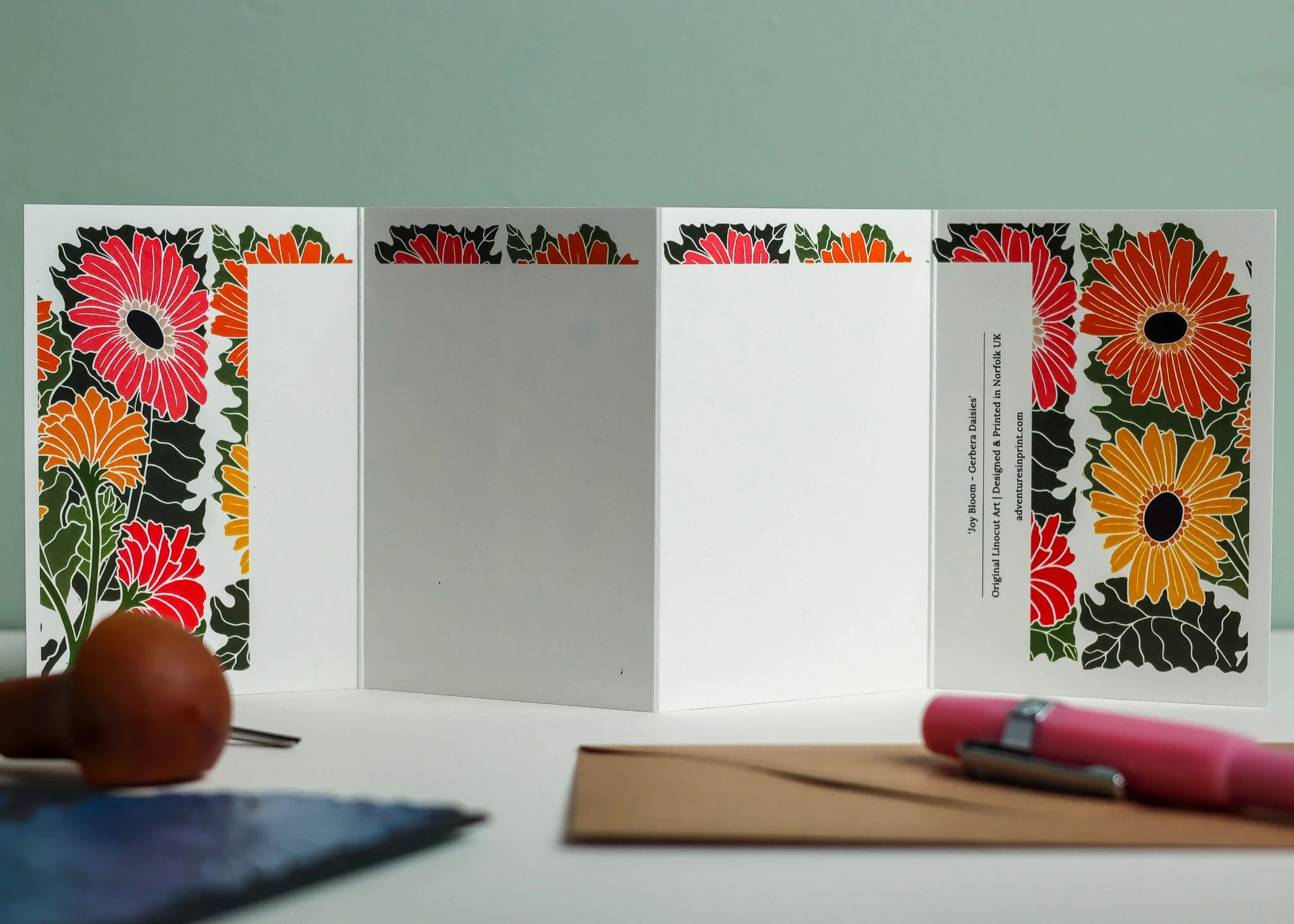 Joy Bloom Gerbera Daisy Garland Card | Single Card & Envelope - Image 5