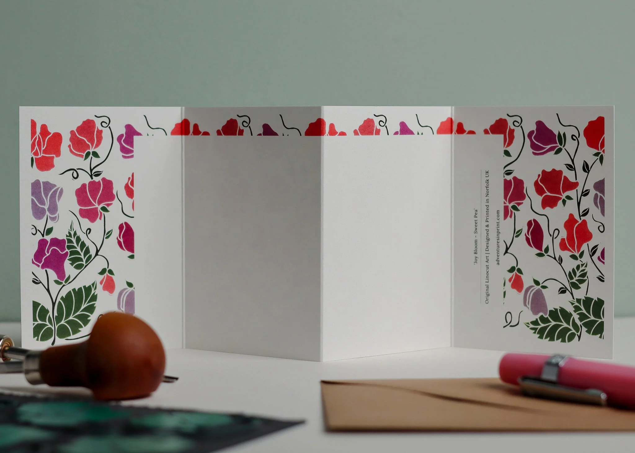 Joy Bloom Sweet Pea Garland Card | Single Card & Envelope - Image 3