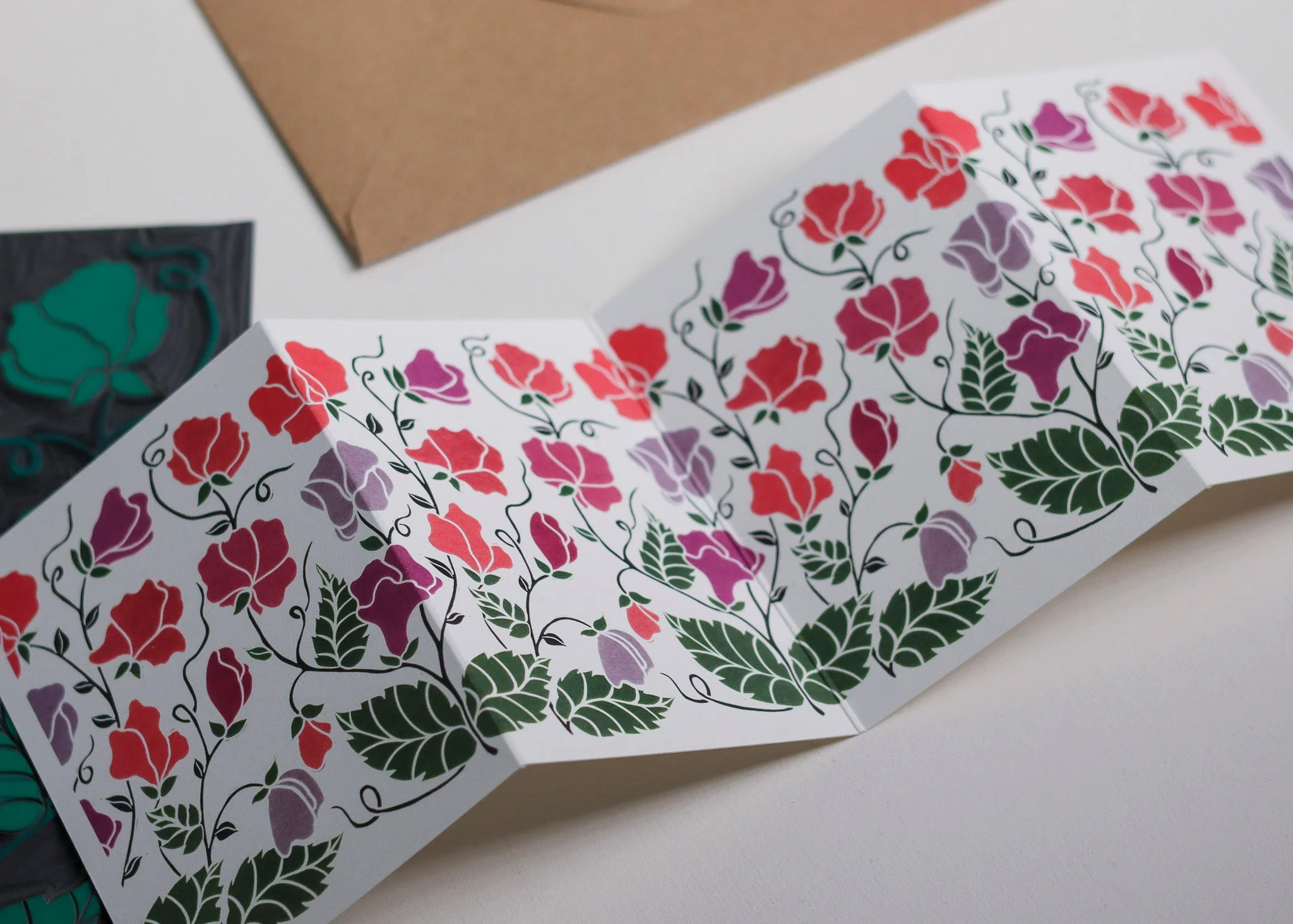 Joy Bloom Sweet Pea Garland Card | Single Card & Envelope - Image 5