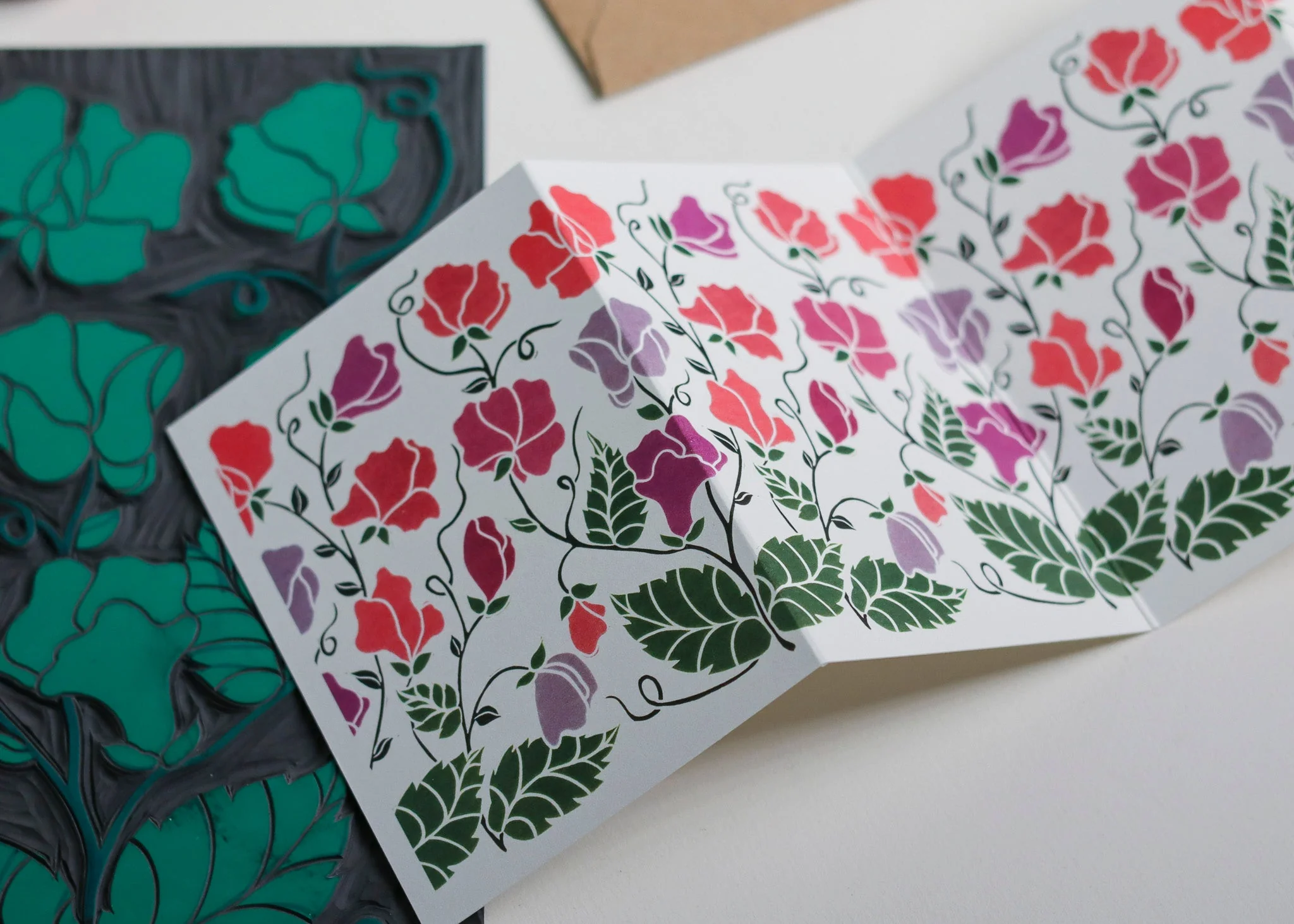 Joy Bloom Sweet Pea Garland Card | Single Card & Envelope - Image 6