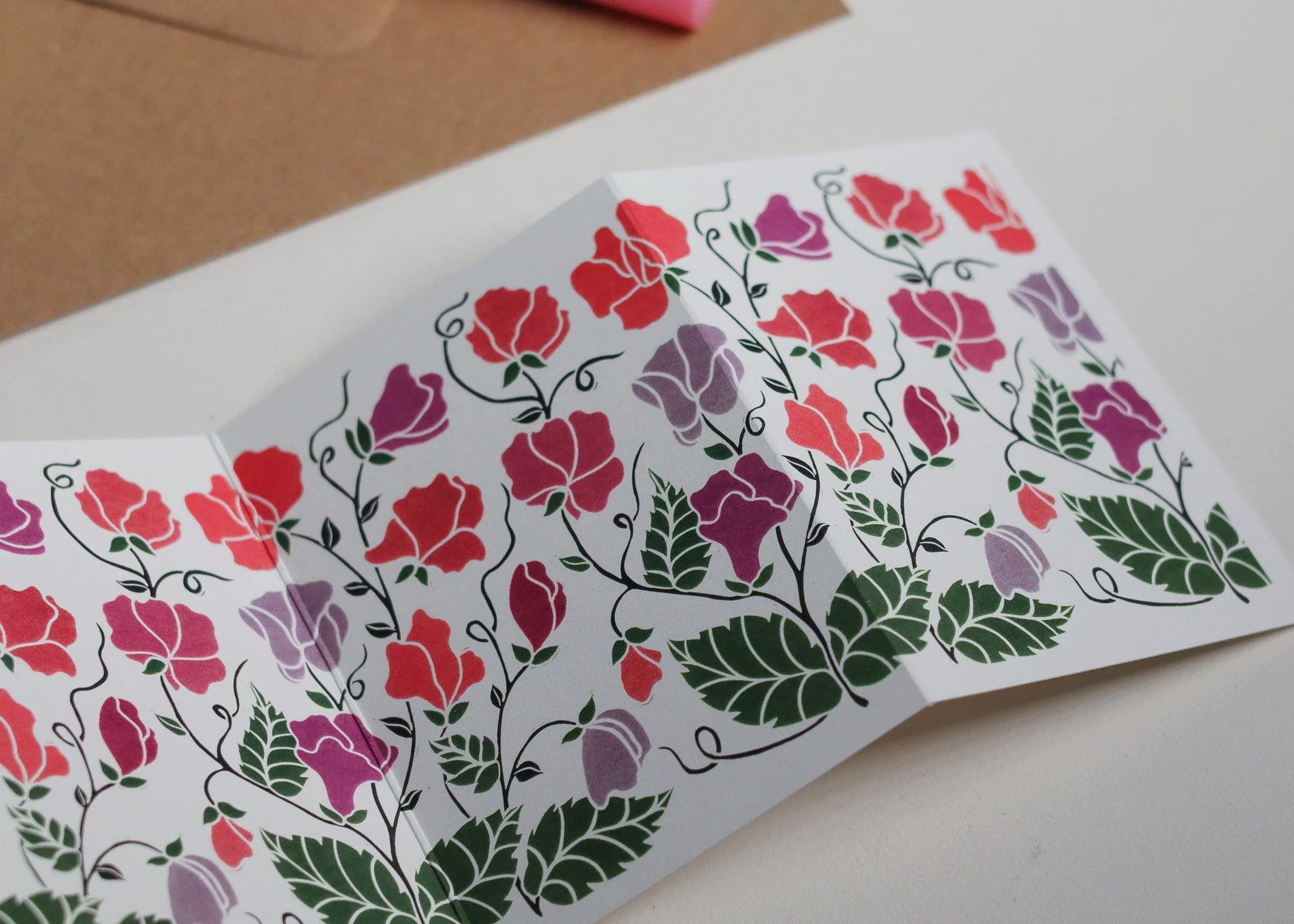 Joy Bloom Sweet Pea Garland Card | Single Card & Envelope - Image 7