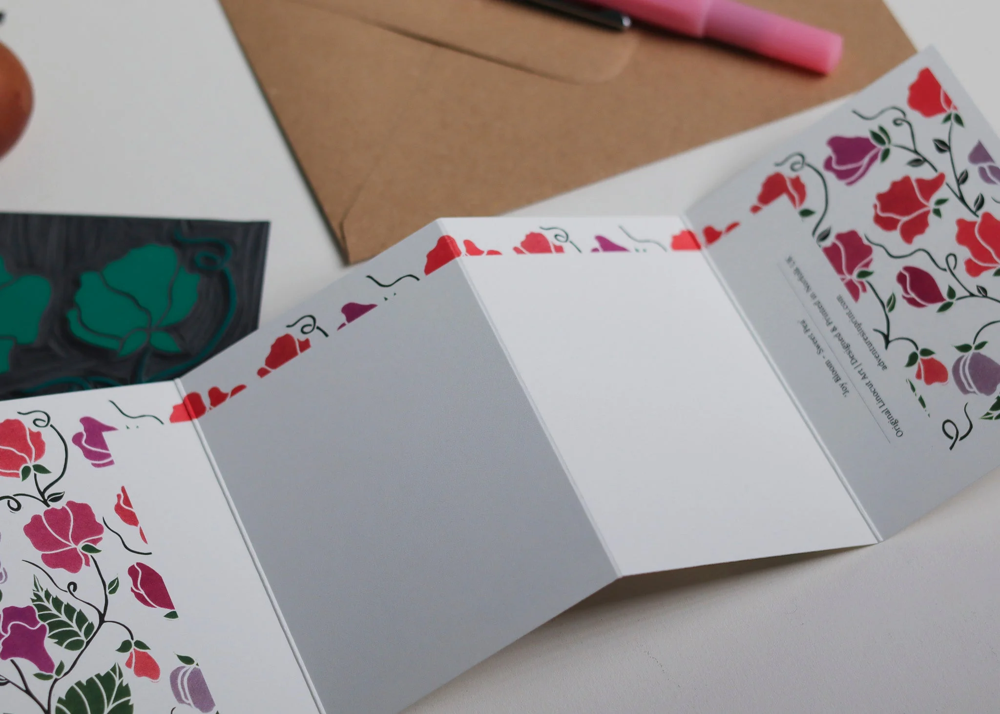 Joy Bloom Sweet Pea Garland Card | Single Card & Envelope - Image 8