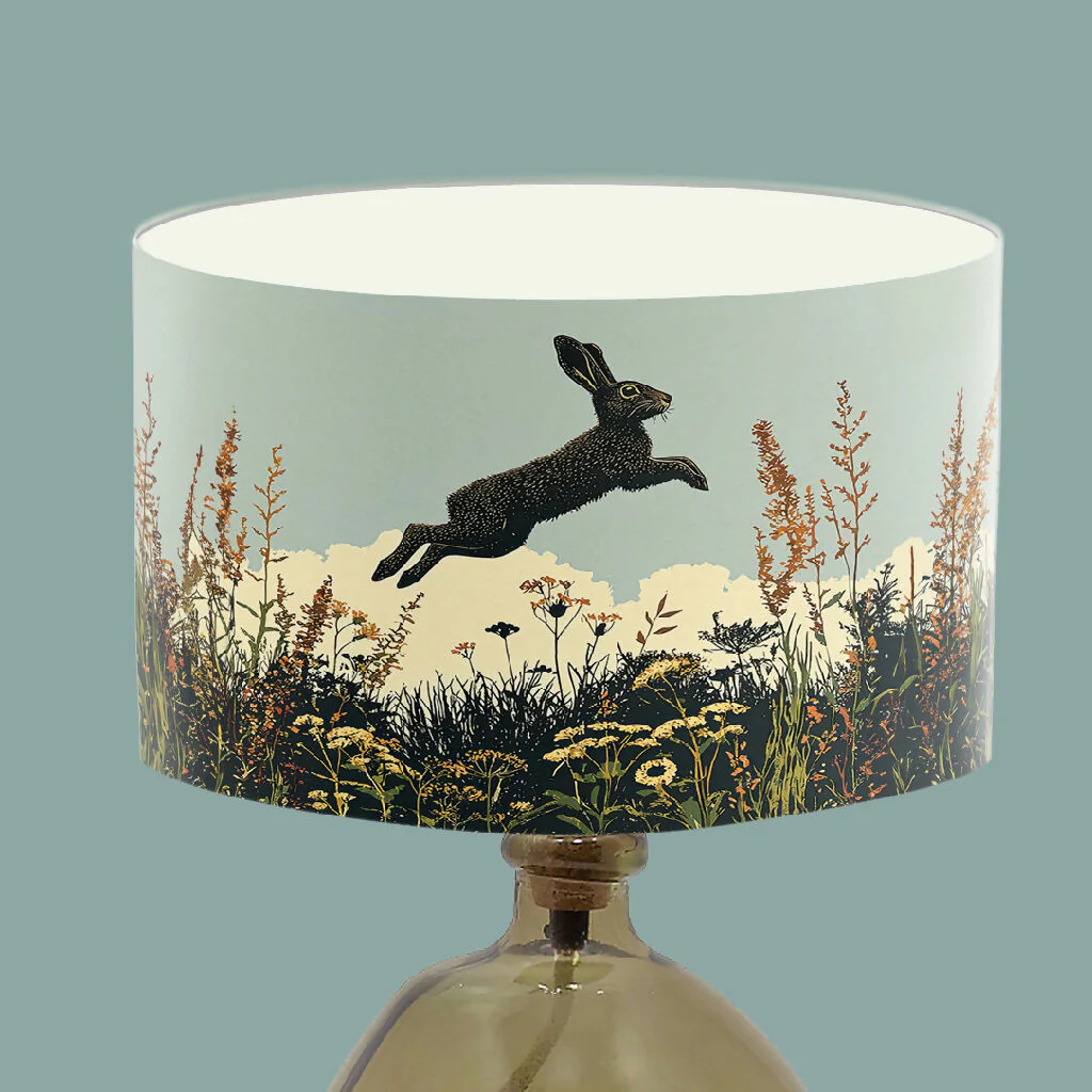 'Jumping for Joy' Hare Illustrative Lampshade - Image 6