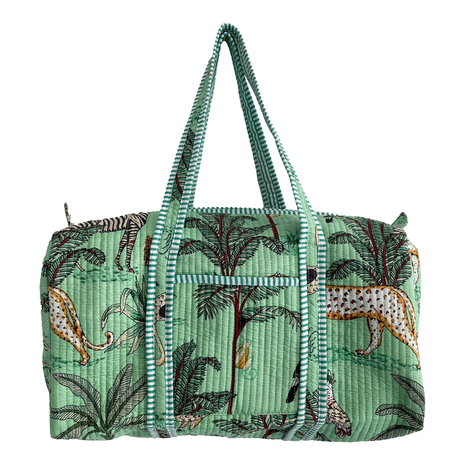 Jungle Print Weekend Duffle Print Bag in Mint Green - Image 4