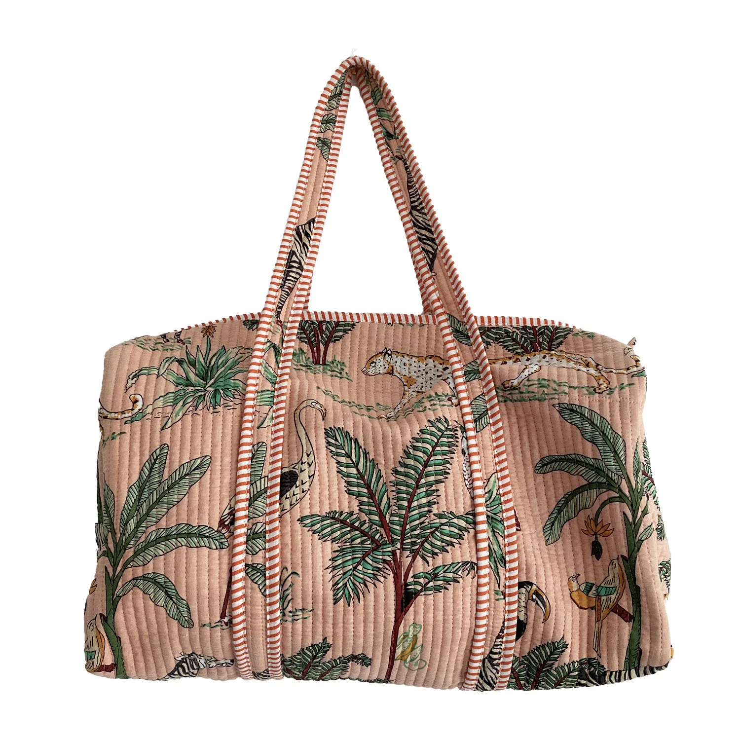 Jungle Print Weekend Duffle Print Bag in Peach - Image 7