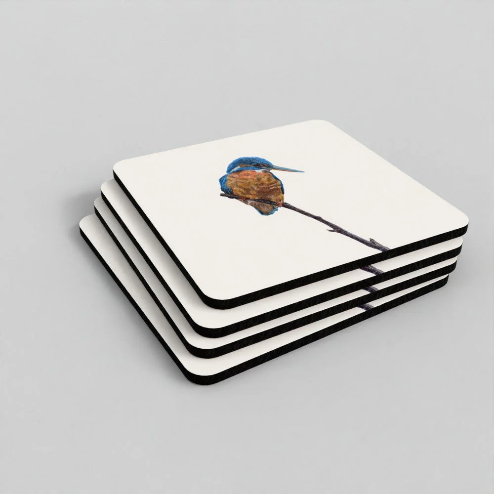 Kingfisher Coaster Set - British Wildlife Art - Image 3