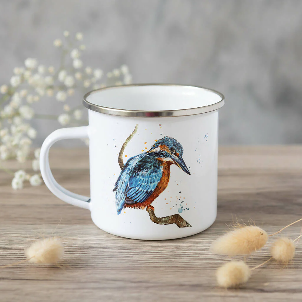 Kingfisher Enamel Mug in White - Image 2