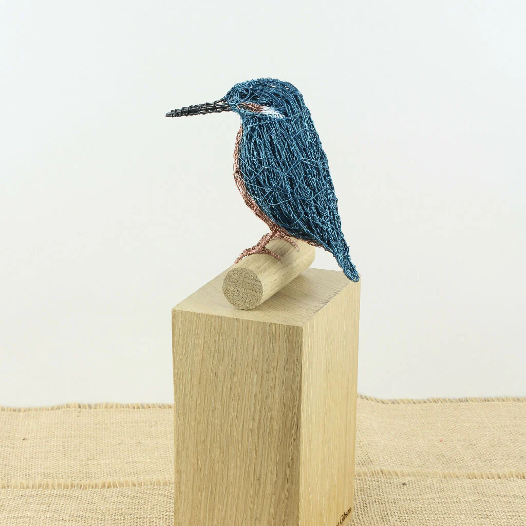 Kingfisher Wire Bird Sculpture - Image 4