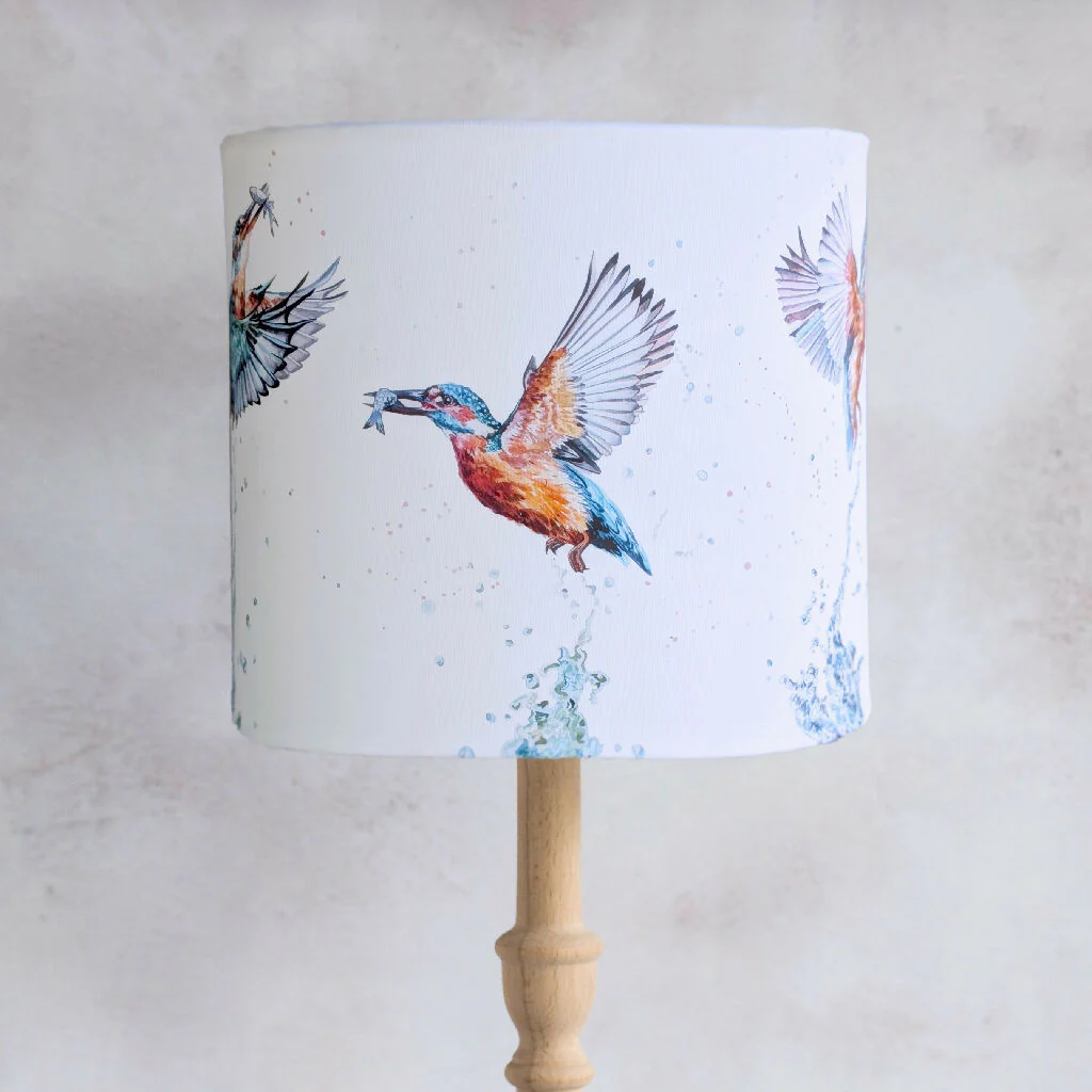 Kingfishers Canvas Lampshade in Cream - Image 4