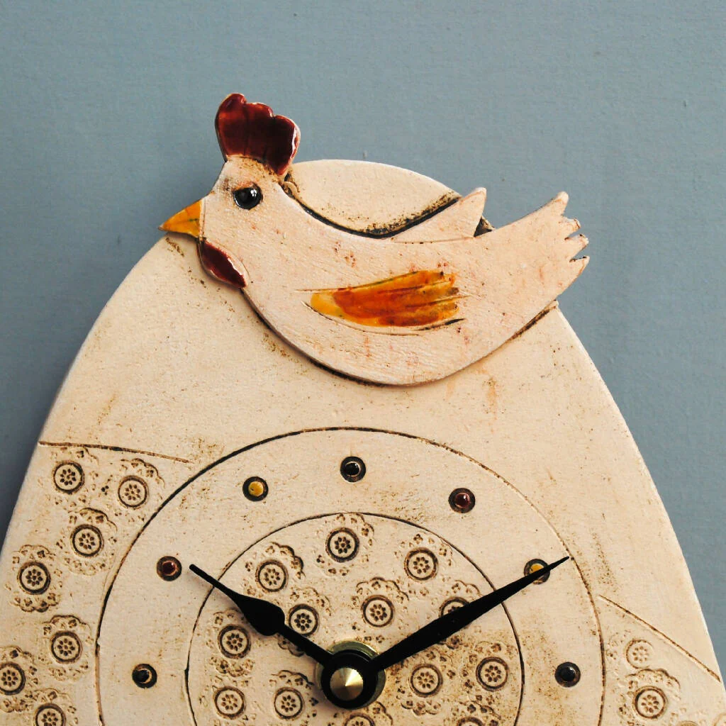 Kitchen Ceramic Wall Clock with Chicken - Image 2