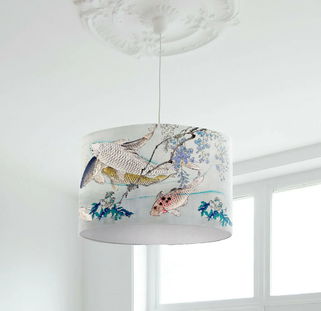 Koi Carp Fish Watercolour Print Lampshade - Image 4