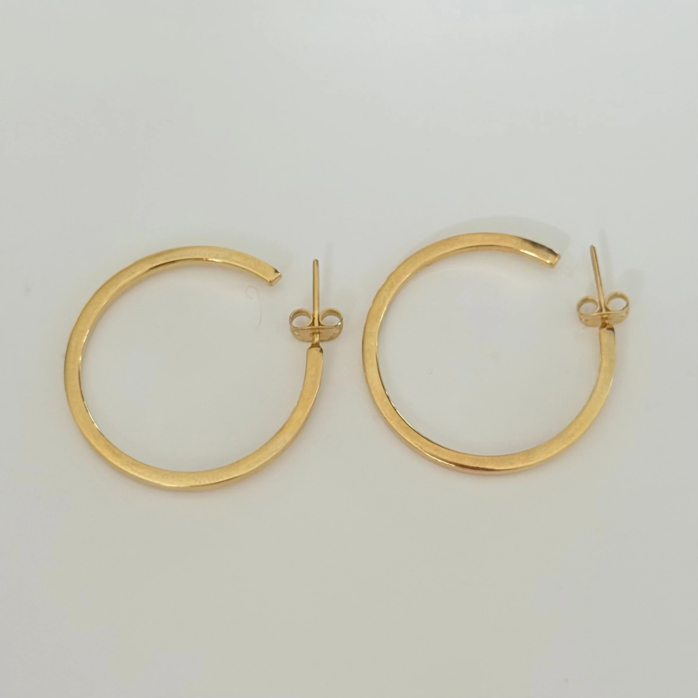 Large 18k Gold Plated Sterling Silver Hoops with a Square Edge - Image 3