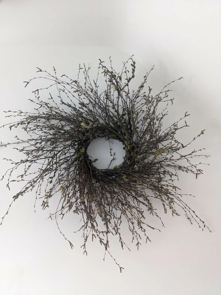 Large Birch & Pussy Willow Handmade Wreath