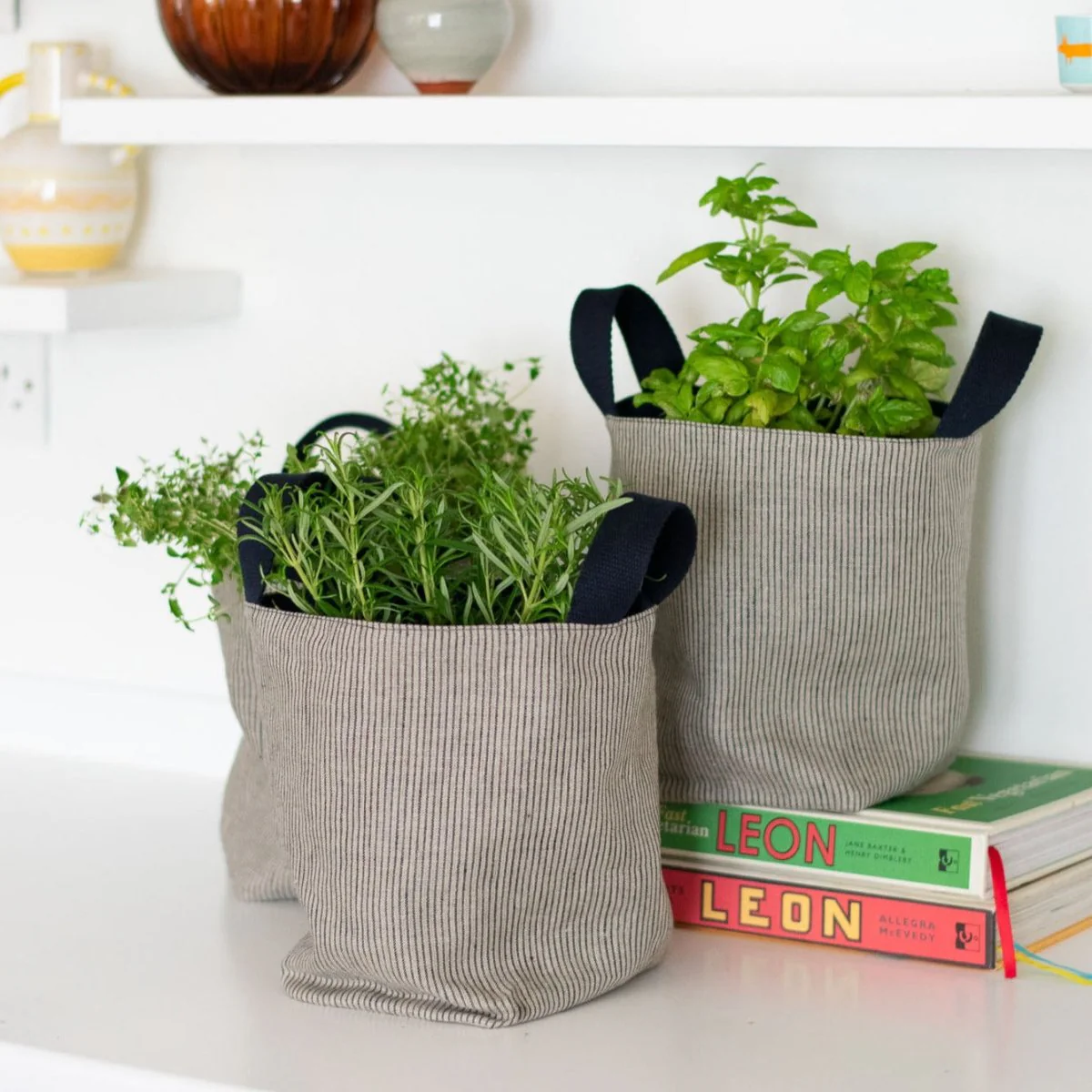Large Fabric Storage Pot with Handles - Image 3