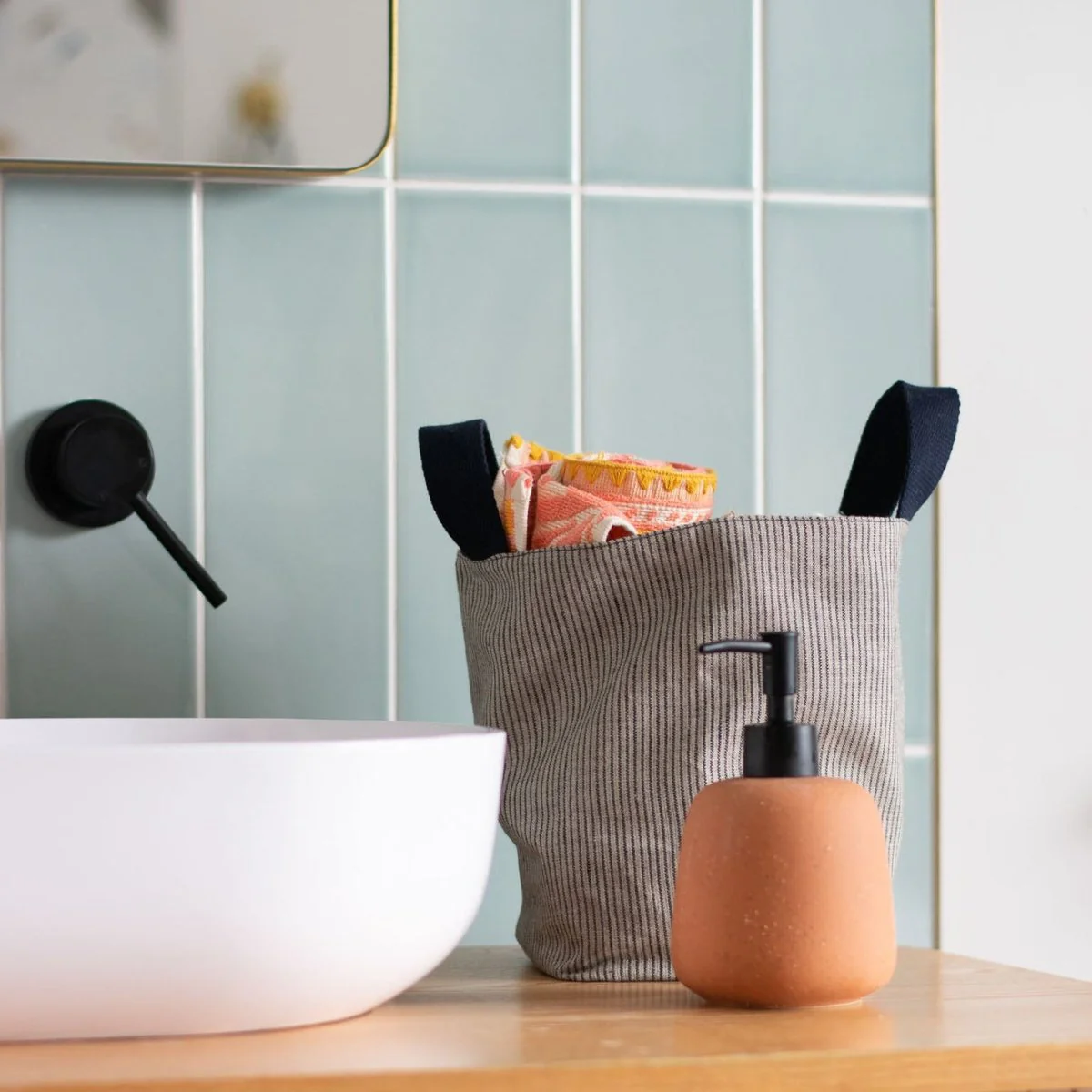 Large Fabric Storage Pot with Handles - Image 8