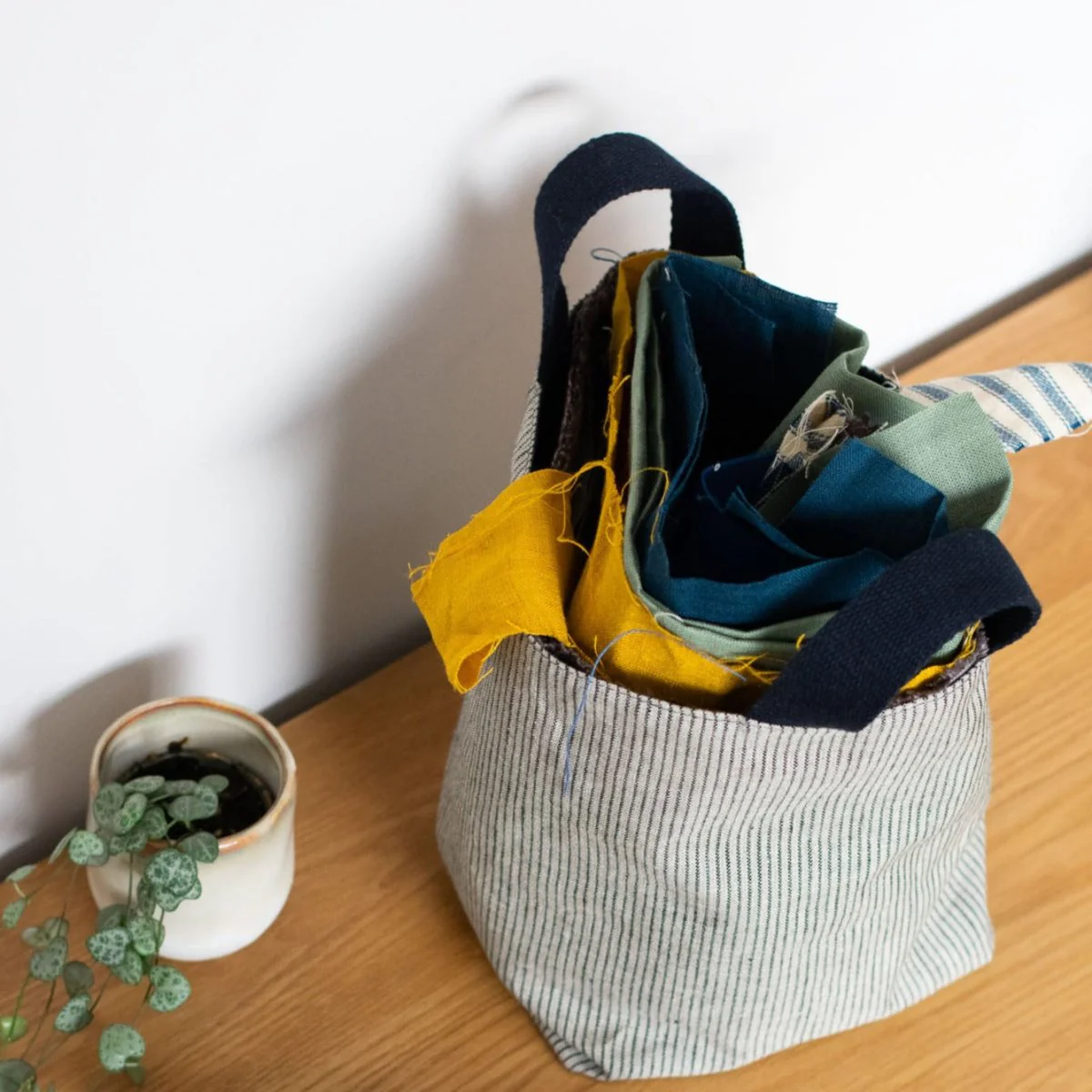 Large Fabric Storage Pot with Handles - Image 9