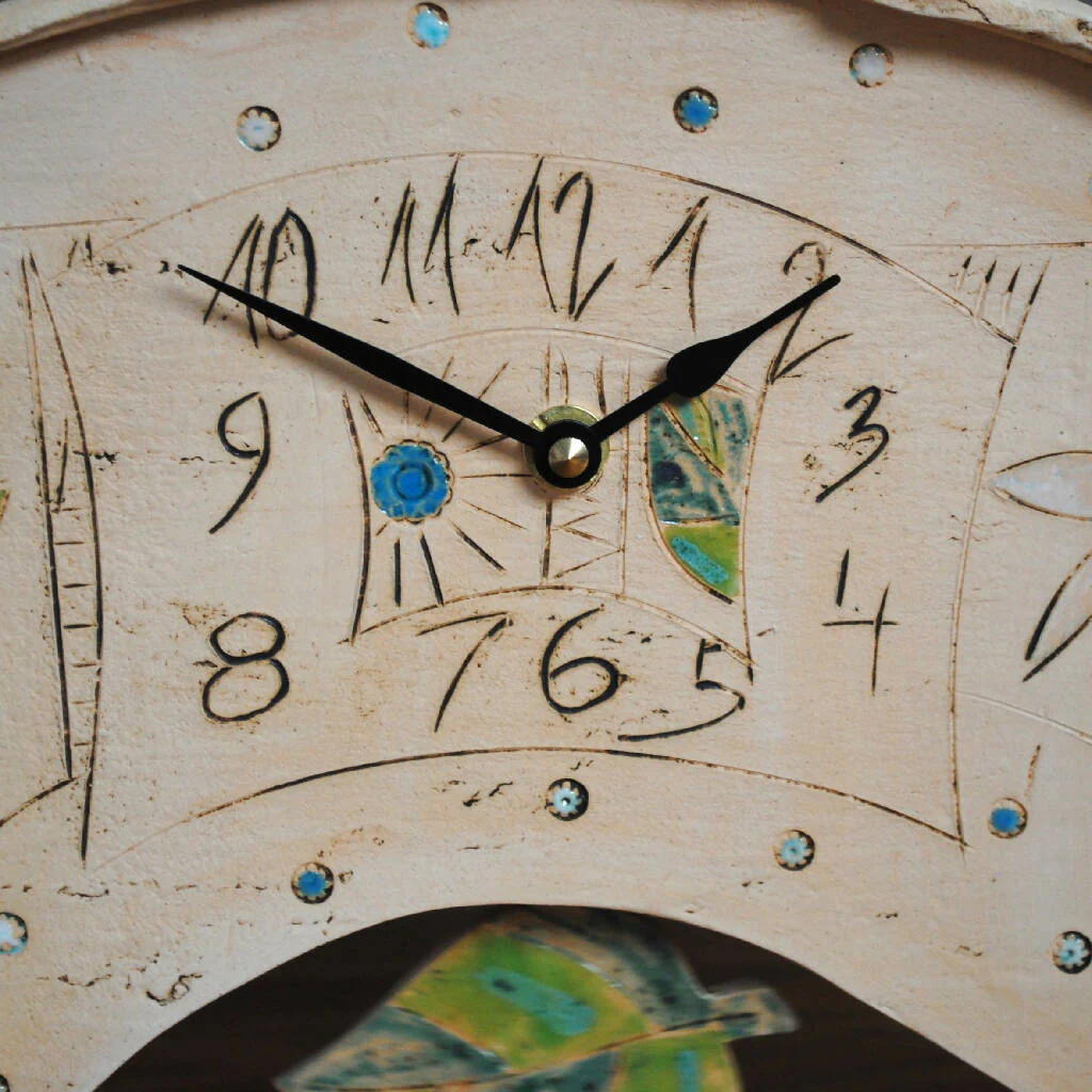 Large Mantel Pendulum Clock with Flower and Leaves Design - Image 5