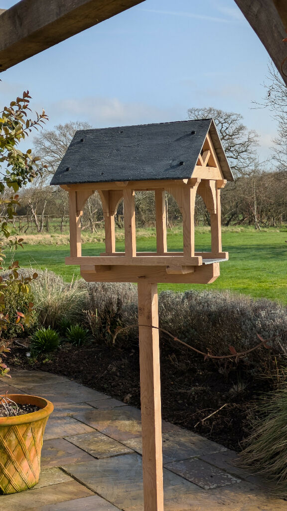 Large Oak and Slate Bird Table - Image 3