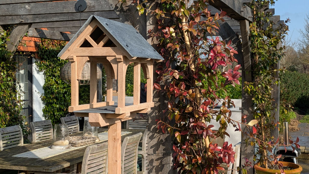Large Oak and Slate Bird Table - Image 4