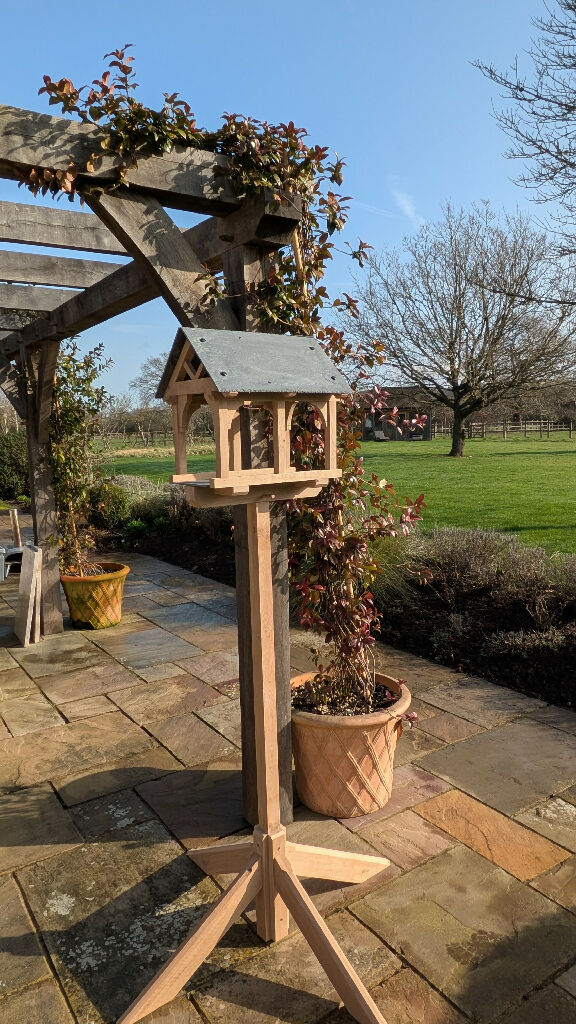 Large Oak and Slate Bird Table - Image 6