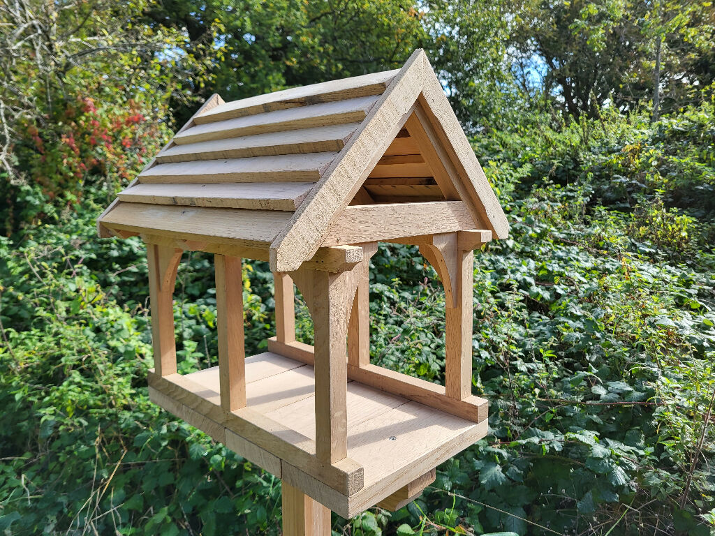 Large Oak Bird Table with Oak Roof - Image 3