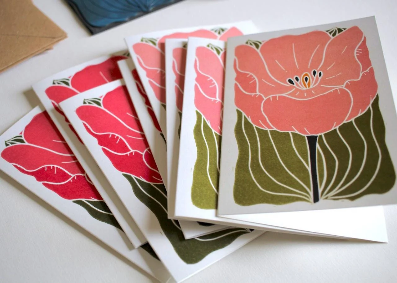 Large Romantic Pink Tulip Flower Cards | Set of 8 Notecards & Envelopes - Image 3